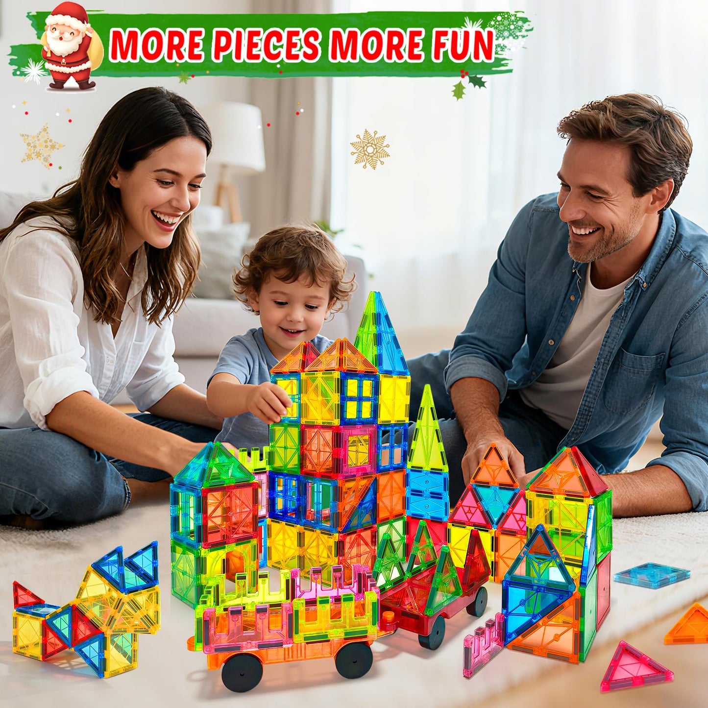NVHH 100PCS Magnetic Tiles Blocks – STEM Building Toys for Kids Aged 3-8