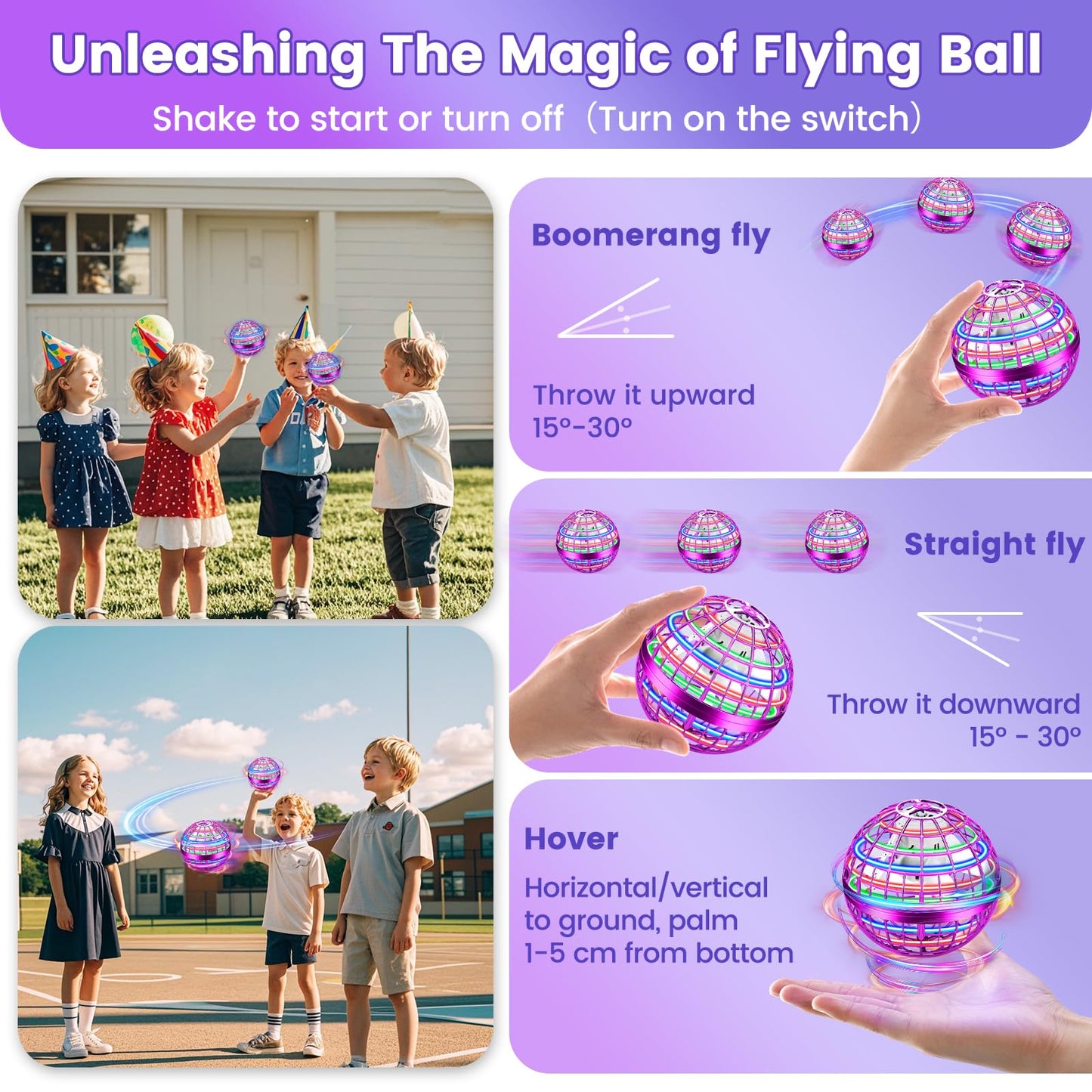 NWLAEWR Flying Orb Ball Toy – 2026 Upgrade, Hand-Controlled LED Hover Ball