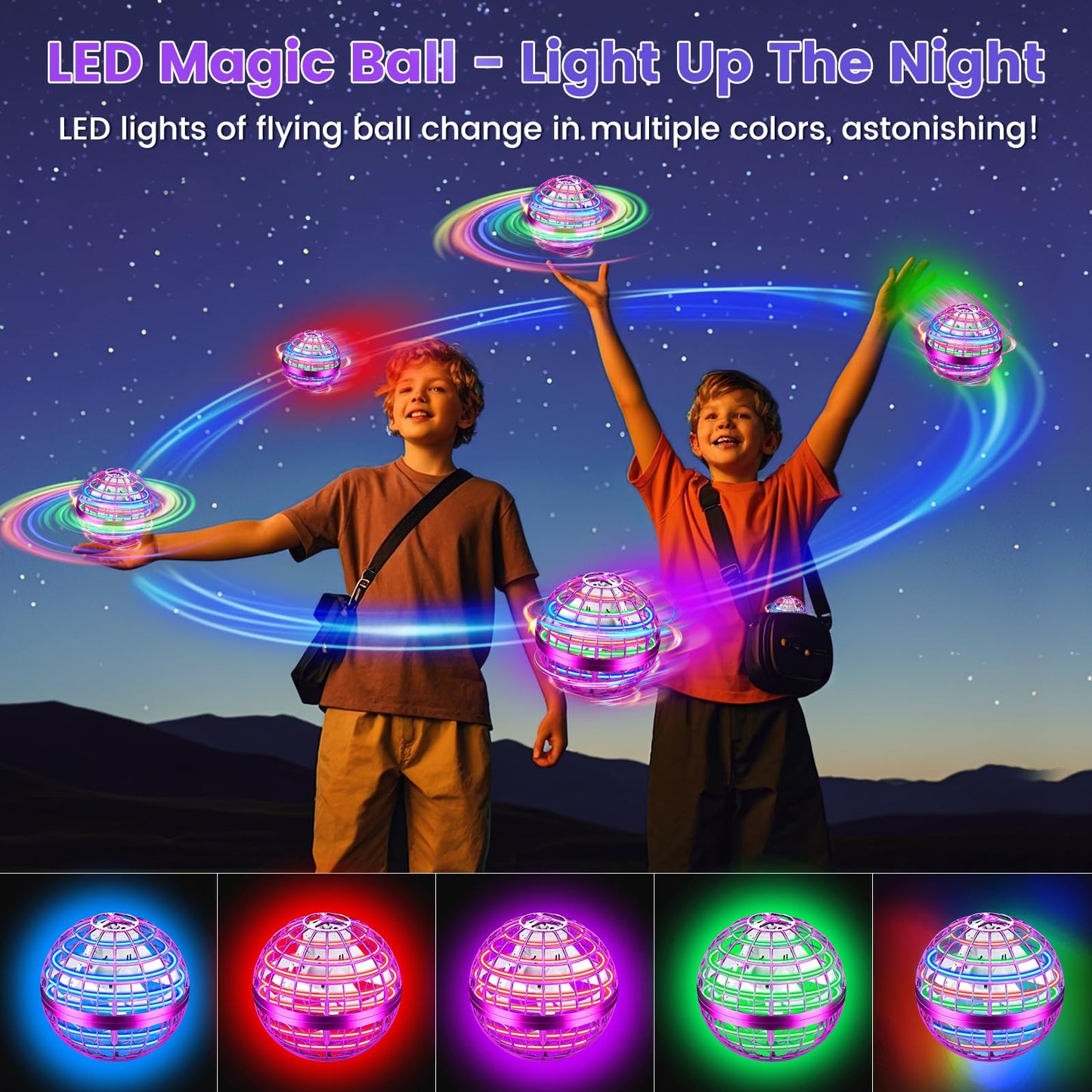 NWLAEWR Flying Orb Ball Toy – 2026 Upgrade, Hand-Controlled LED Hover Ball