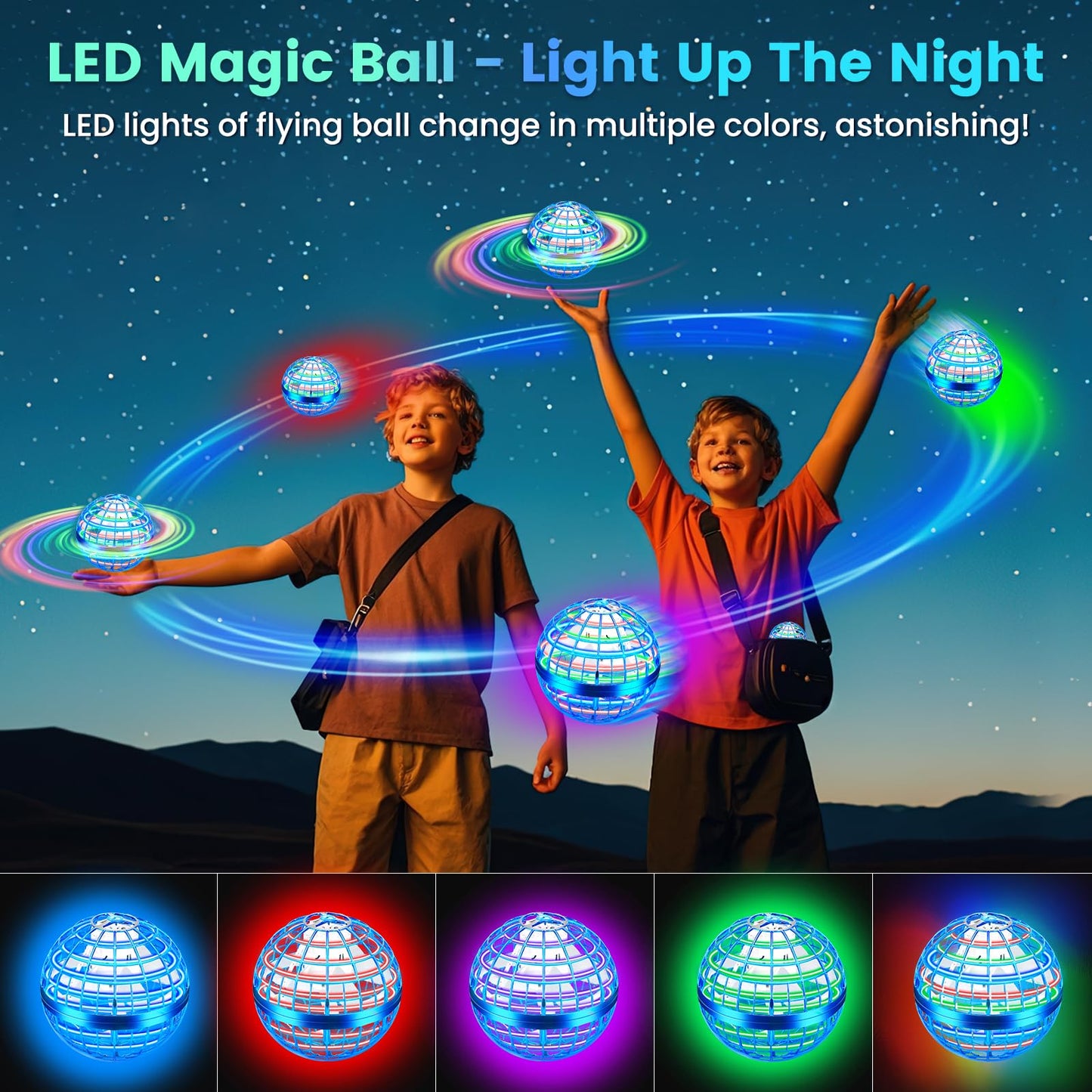 NWLAEWR Flying Orb Ball Toy – 2026 Upgrade Hand-Controlled Hover Ball with LED Lights