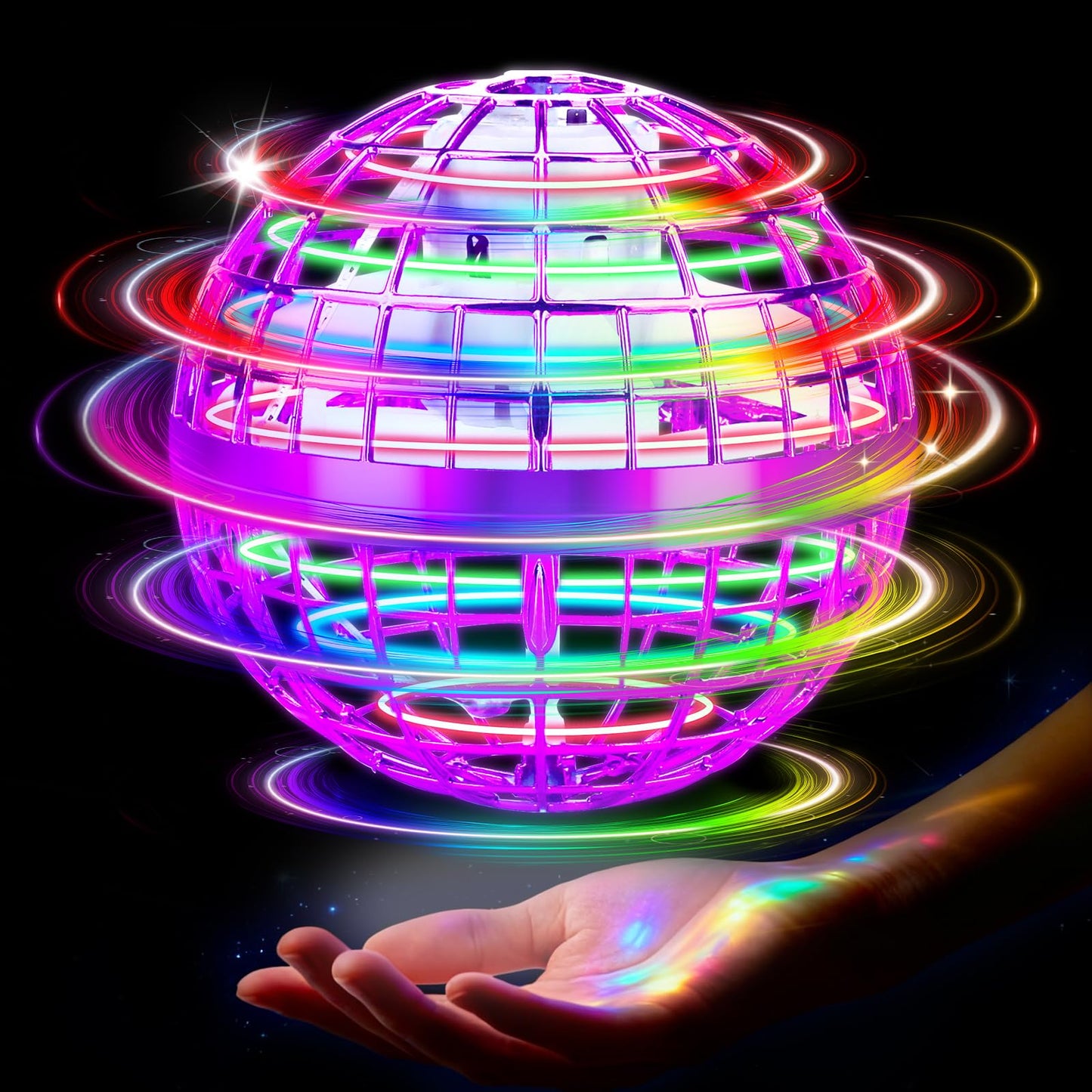 NWLAEWR Flying Orb Ball Toy – 2026 Upgrade, Hand-Controlled LED Hover Ball