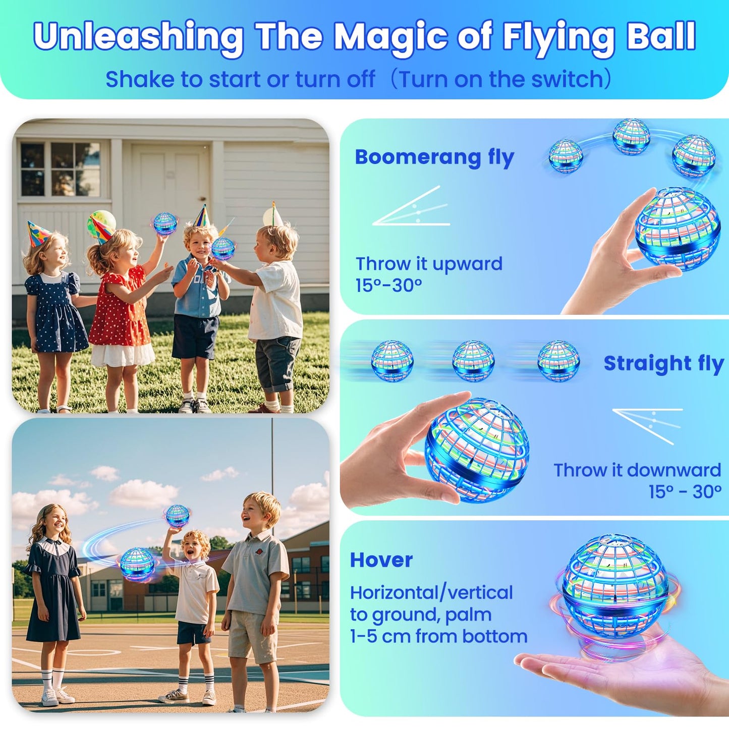 NWLAEWR Flying Orb Ball Toy – 2026 Upgrade Hand-Controlled Hover Ball with LED Lights