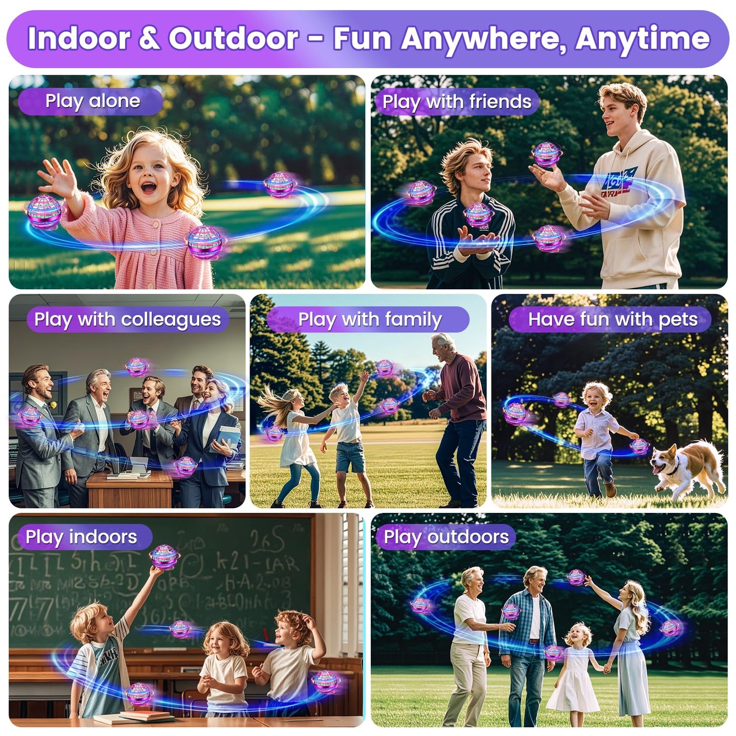 NWLAEWR Flying Orb Ball Toy – 2026 Upgrade, Hand-Controlled LED Hover Ball