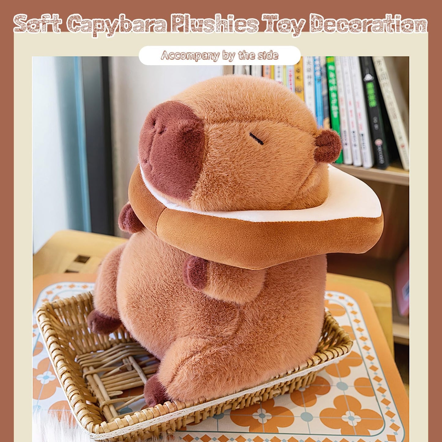 NXNYNZ 12-Inch Cute Capybara Plush Pillow – Soft Capybara Stuffed Toy, Removable Bread Accessory, Gift for Kids & Adults