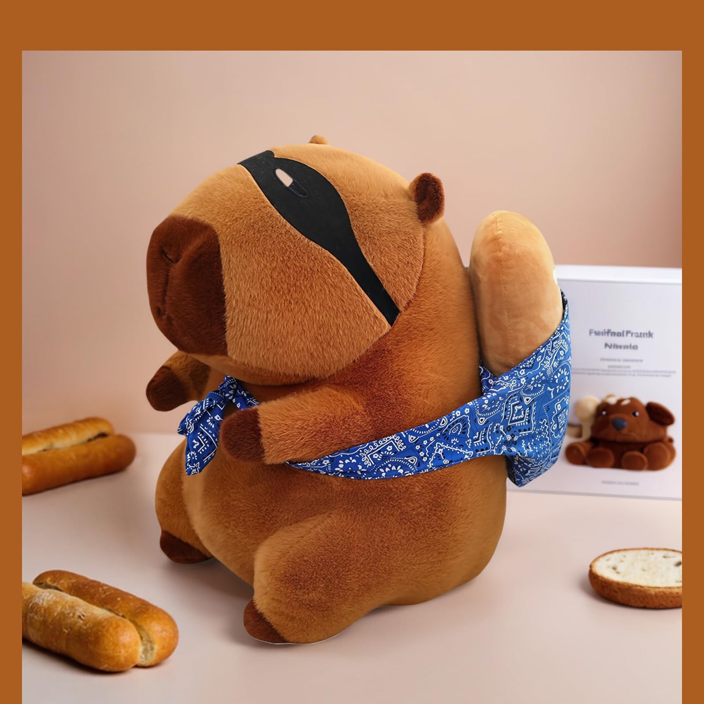 NXNYNZ Cute Capybara Plush Toy – 13.5-Inch Soft Capybara Carrying Bread Plush
