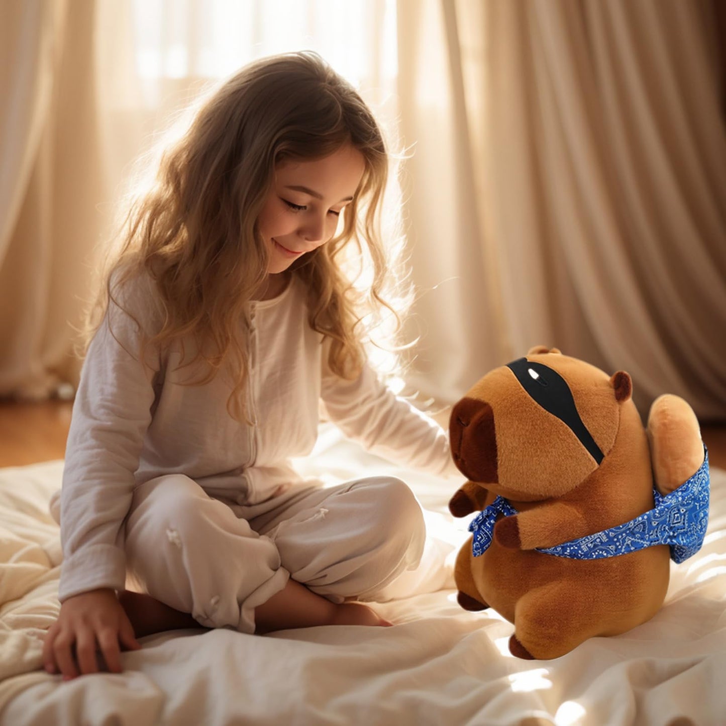 NXNYNZ Cute Capybara Plush Toy – 13.5-Inch Soft Capybara Carrying Bread Plush
