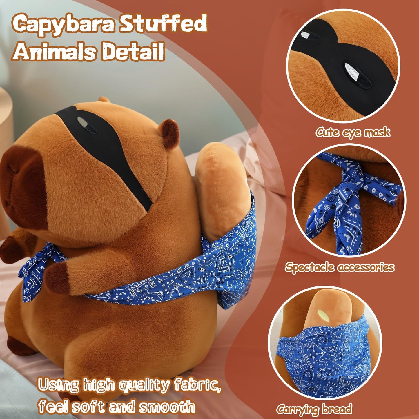 NXNYNZ Cute Capybara Plush Toy – 13.5-Inch Soft Capybara Carrying Bread Plush
