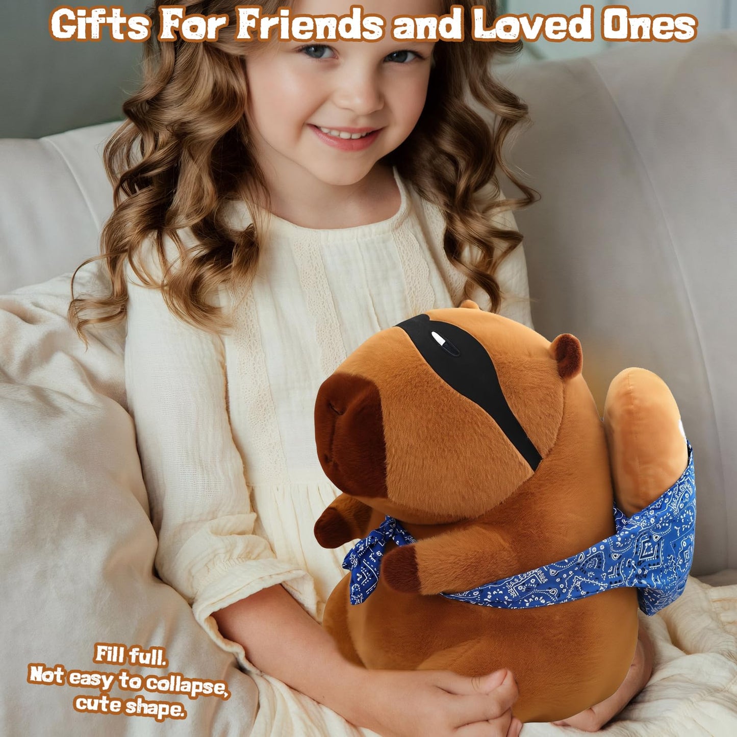 NXNYNZ Cute Capybara Plush Toy – 13.5-Inch Soft Capybara Carrying Bread Plush
