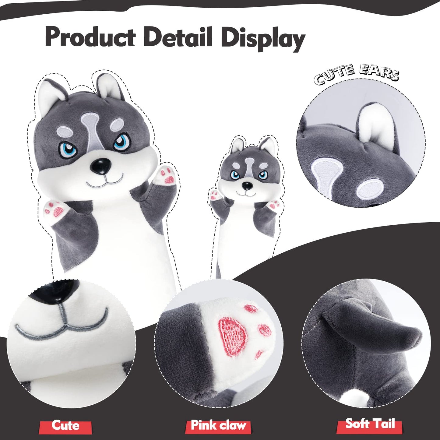 NXNYNZ Long Husky Plush Pillow 51in – Soft Body Pillow, Cute Dog Plushie