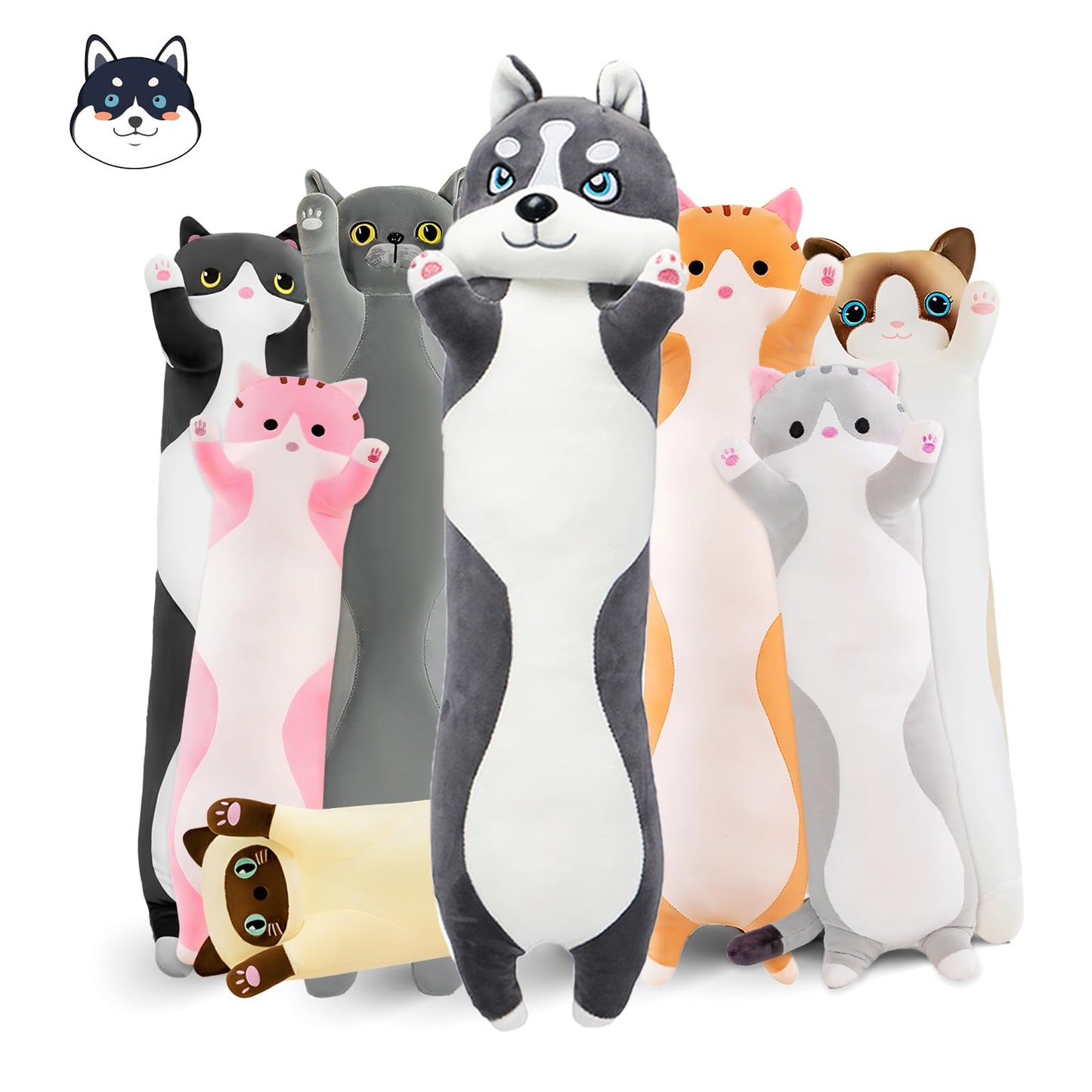 NXNYNZ Long Husky Plush Pillow 51in – Soft Body Pillow, Cute Dog Plushie