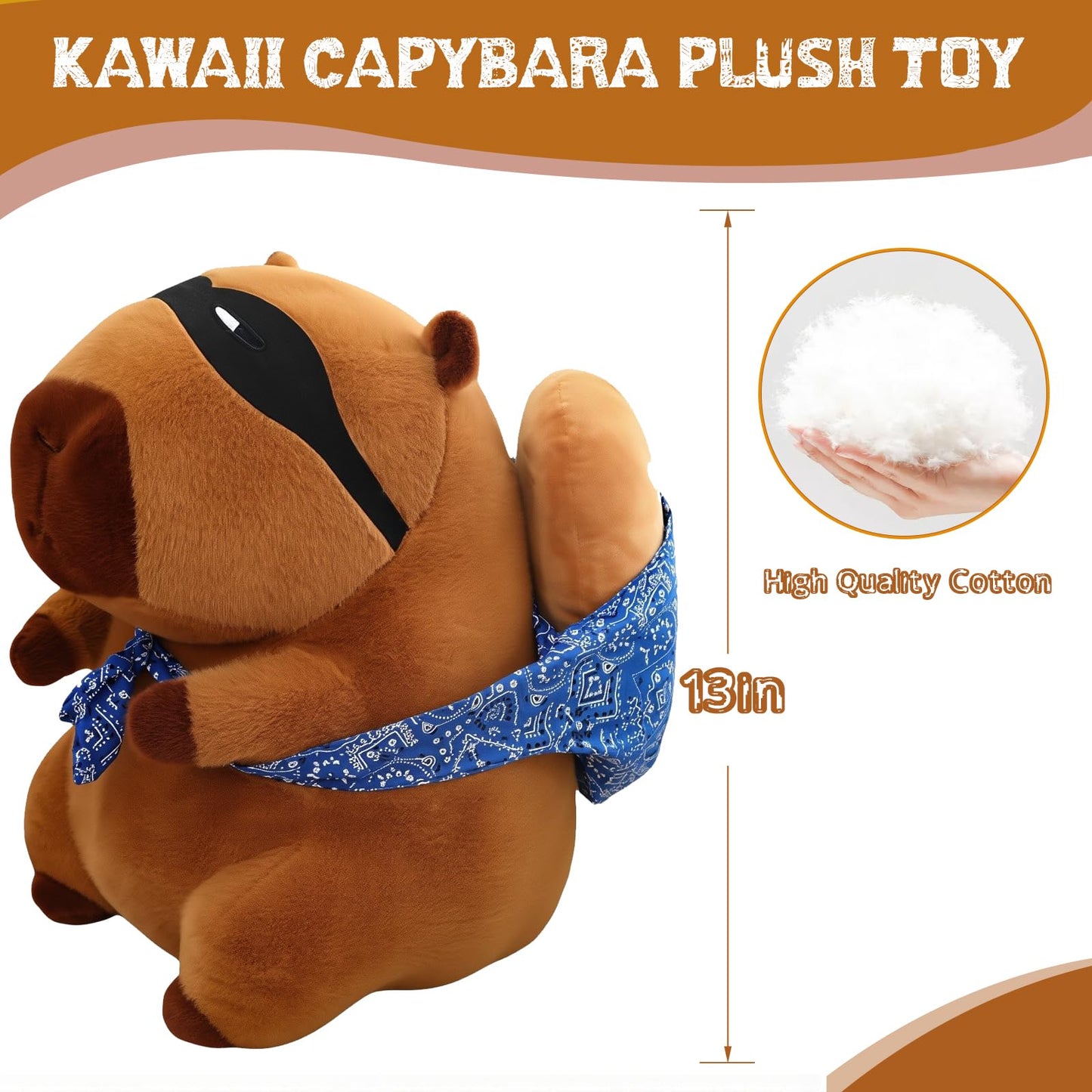 NXNYNZ Cute Capybara Plush Toy – 13.5-Inch Soft Capybara Carrying Bread Plush