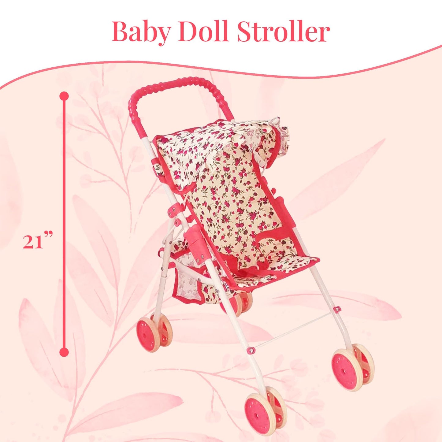 Deluxe Baby Doll Stroller and Crib Playset – Floral, 18-Inch Dolls | The New York Doll Collection