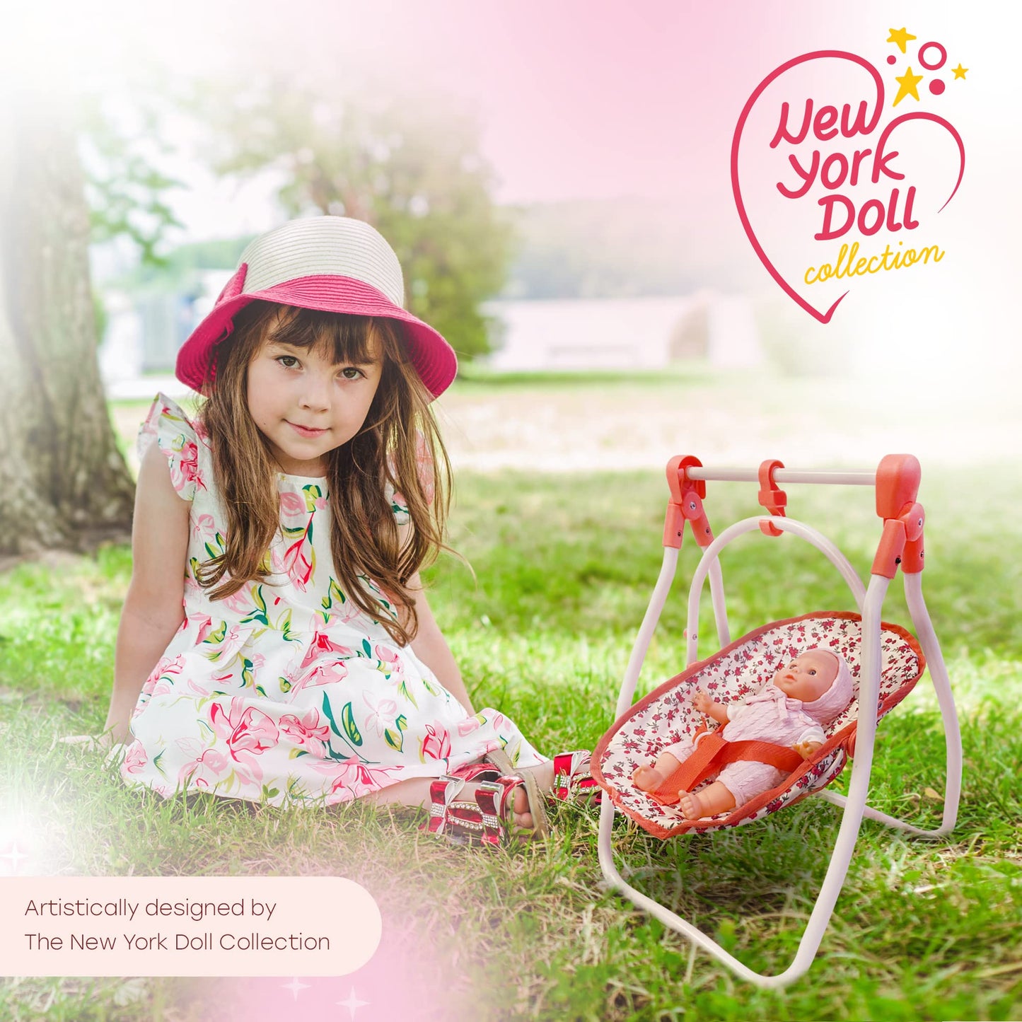 Deluxe Baby Doll Stroller and Crib Playset – Floral, 18-Inch Dolls | The New York Doll Collection