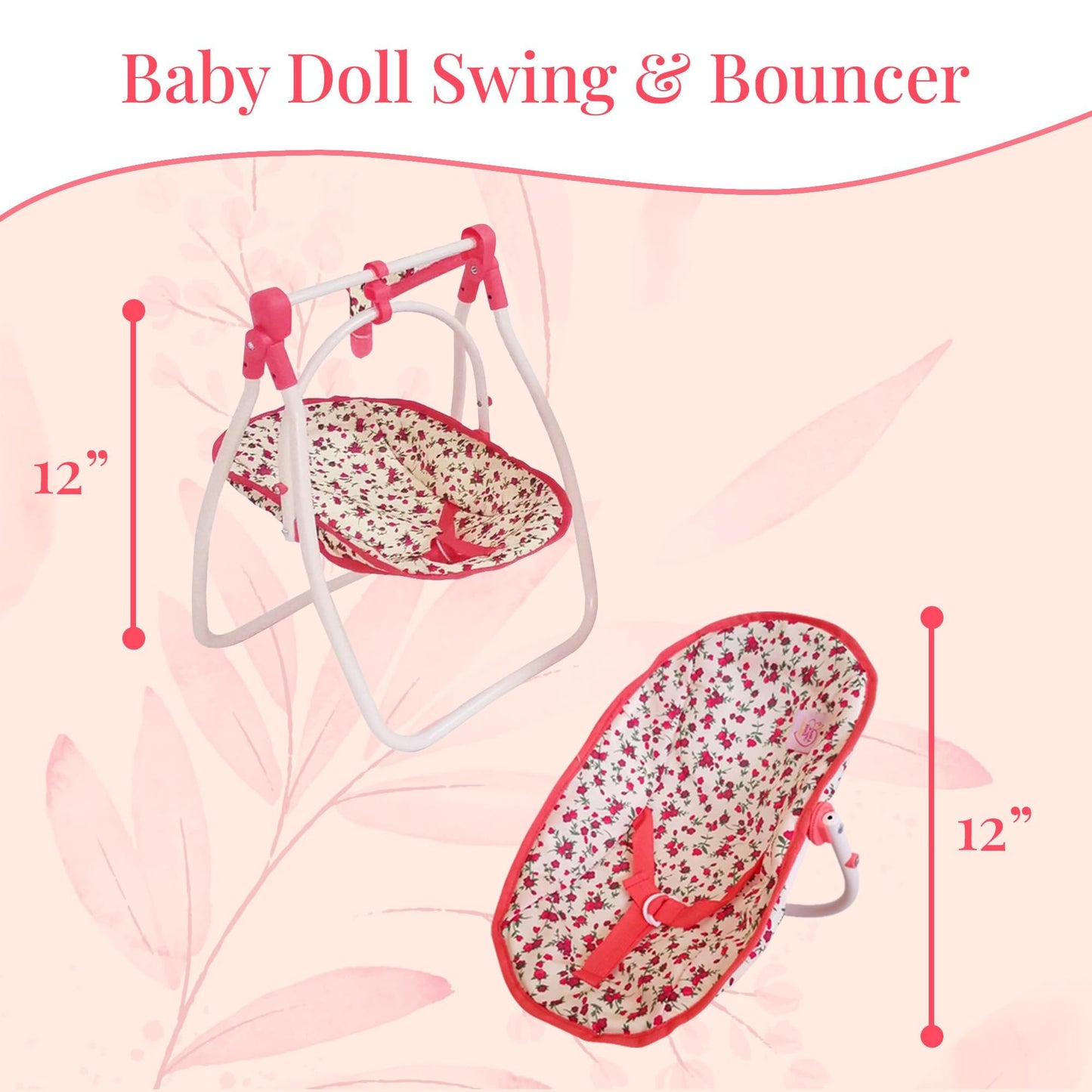 Deluxe Baby Doll Stroller and Crib Playset – Floral, 18-Inch Dolls | The New York Doll Collection