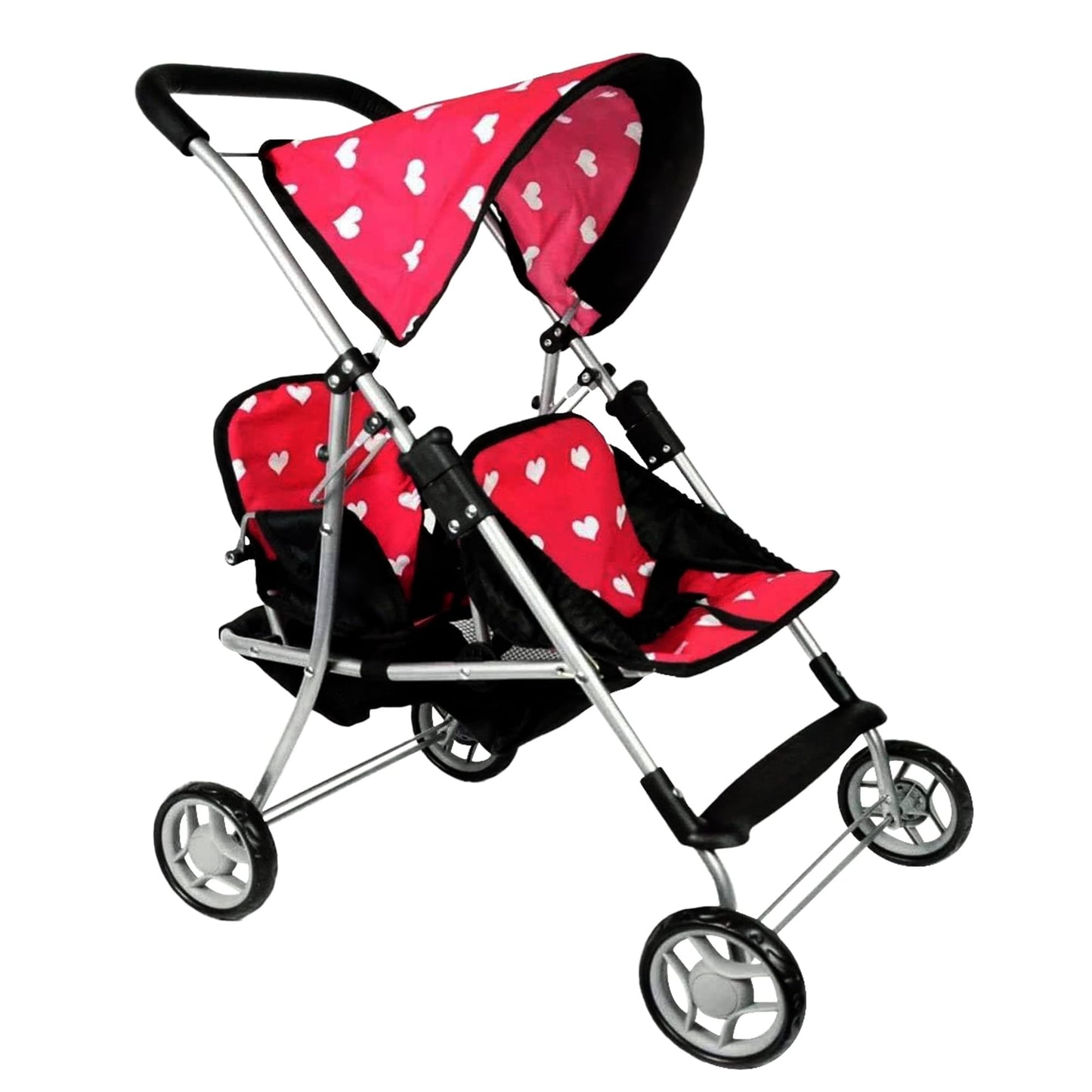 The New York Doll Collection My First Doll Twin Stroller – Heart Design Double Stroller for 18-Inch Dolls