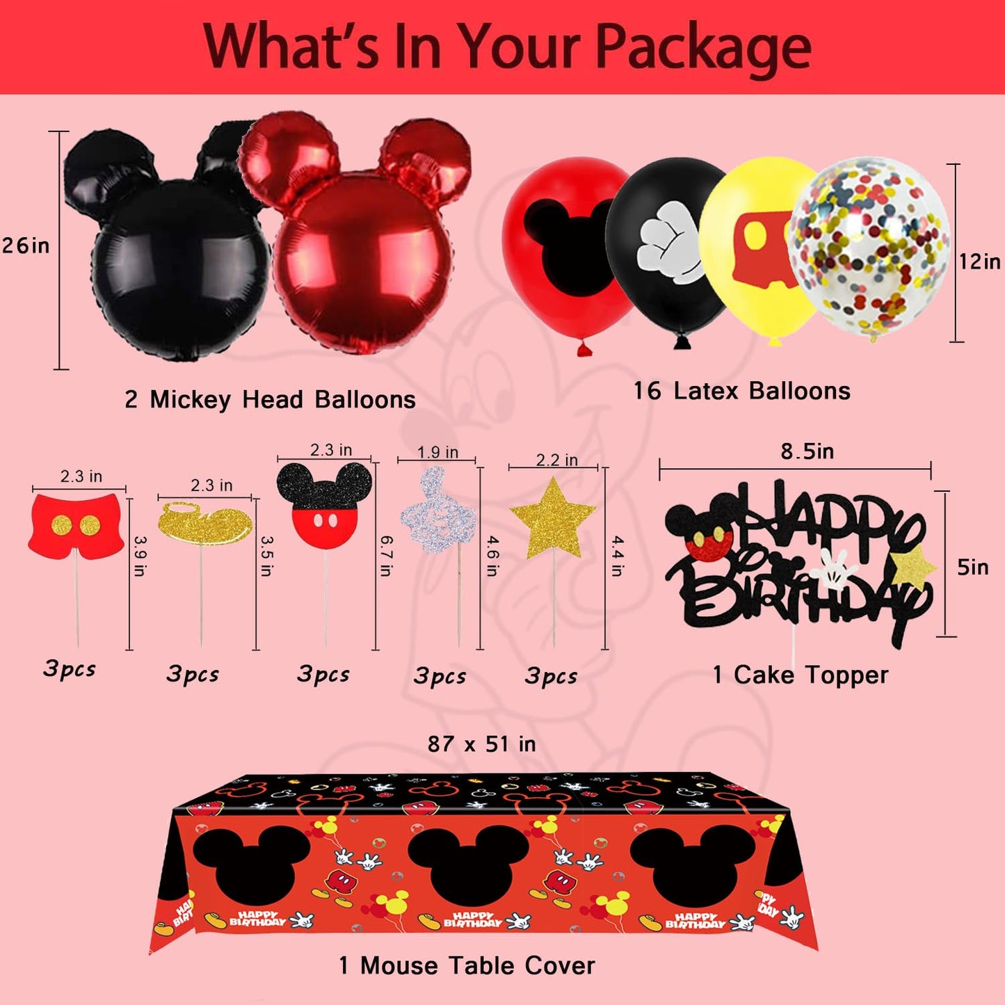 Nyhpar Cartoon Mouse 3rd Birthday Decorations | 3 Years Old Boy Party Supplies