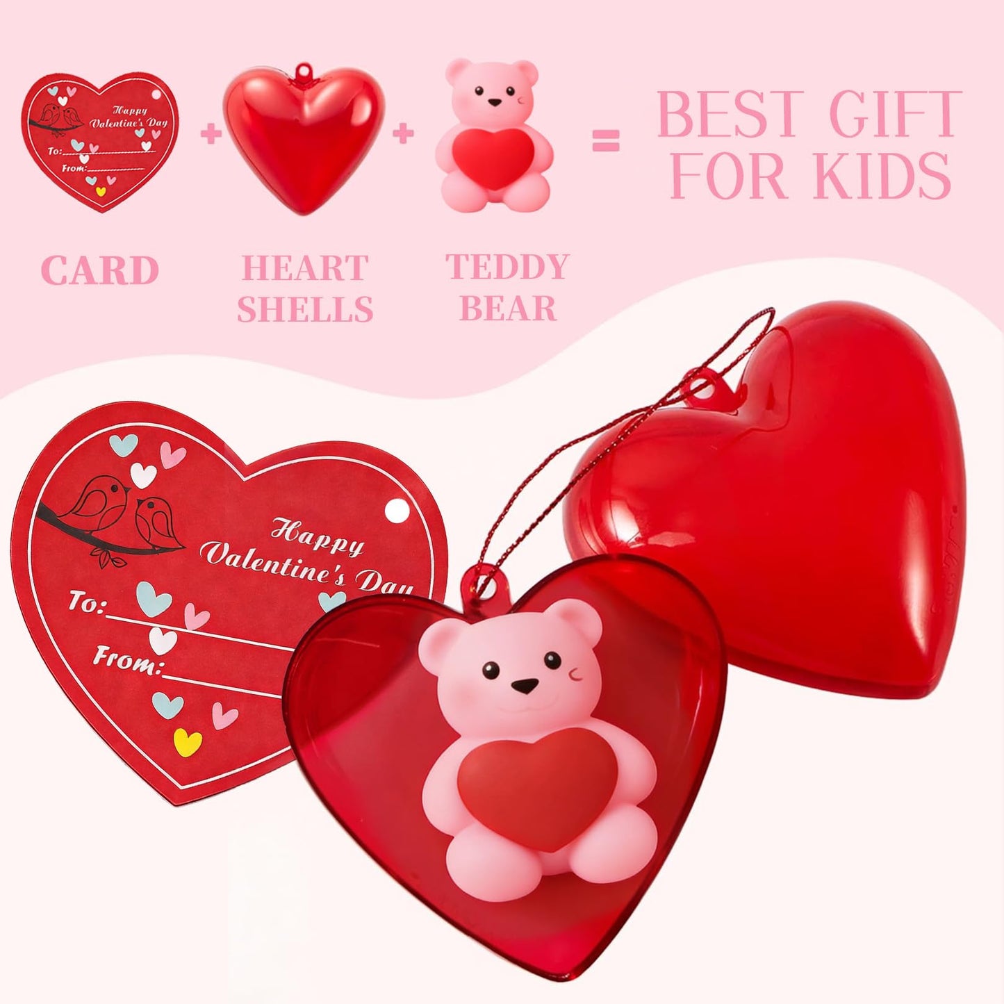 NYPHZAT Classrooms Valentines Day Gifts for Kids – Mochi Squishy Toys with Hearts & Cards
