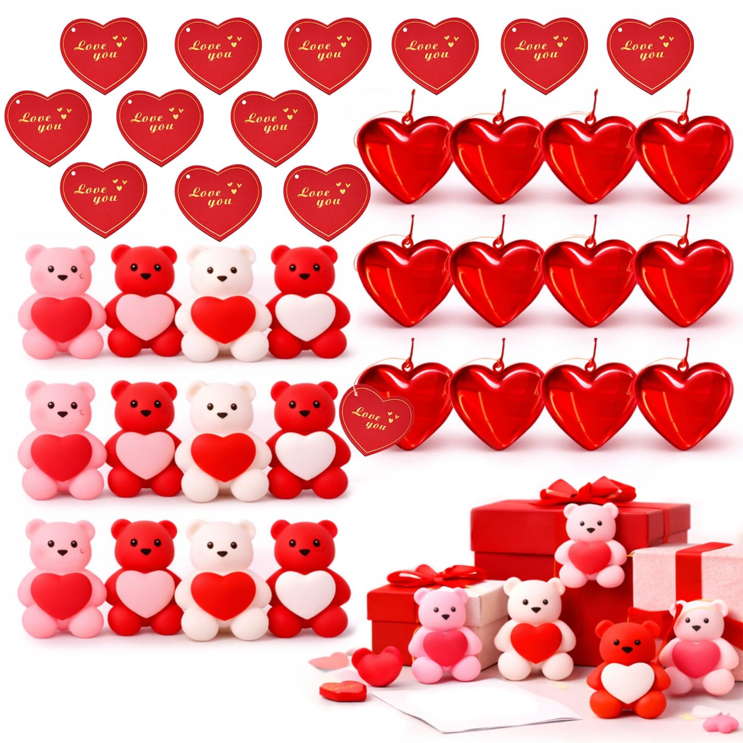 NYPHZAT Classrooms Valentines Day Gifts for Kids – Mochi Squishy Toys with Hearts & Cards