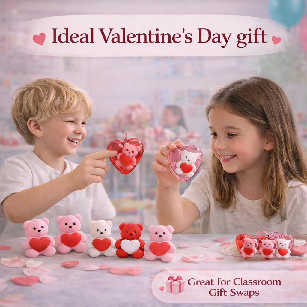 NYPHZAT Classrooms Valentines Day Gifts for Kids – Mochi Squishy Toys with Hearts & Cards