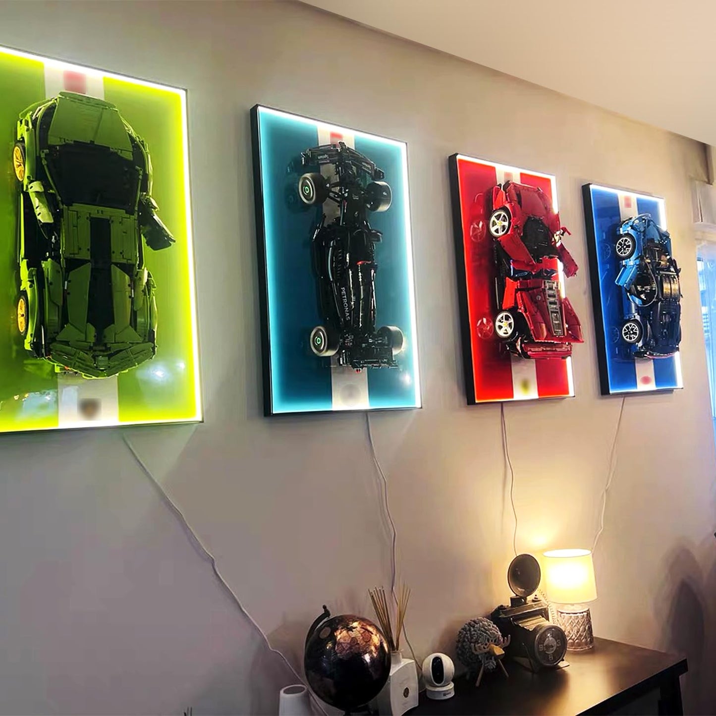NyTfxkeJ Wallboard with LED Light for Lego Bugatti Chiron 42083 – Wall Mount Display
