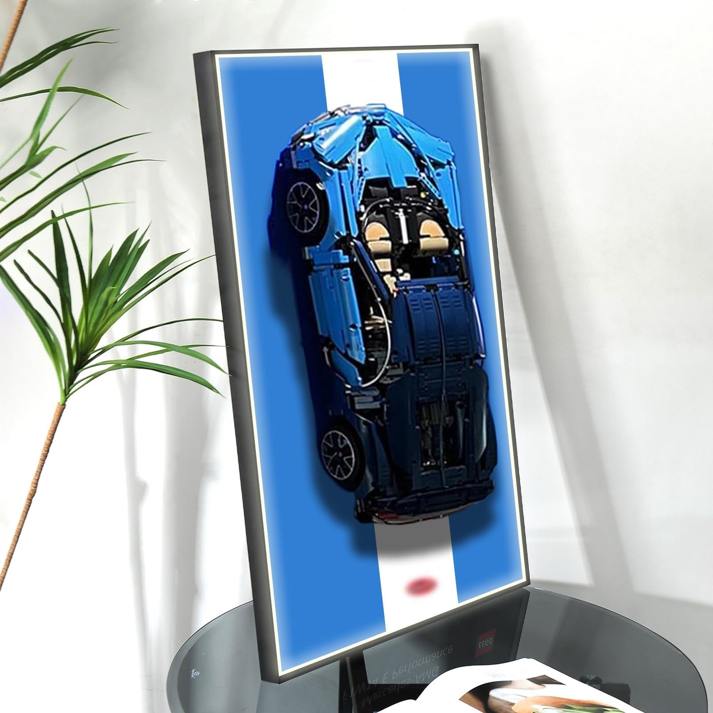 NyTfxkeJ Wallboard with LED Light for Lego Bugatti Chiron 42083 – Wall Mount Display