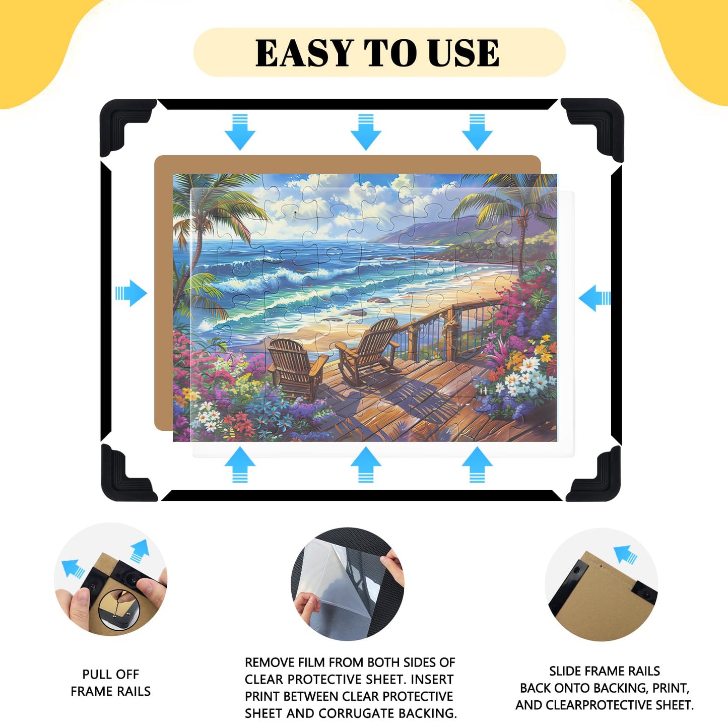 NZNDB 6-Pack 48-Piece Puzzles for Seniors | Easy-Grip Large Pieces, Frames & 1:1 Images