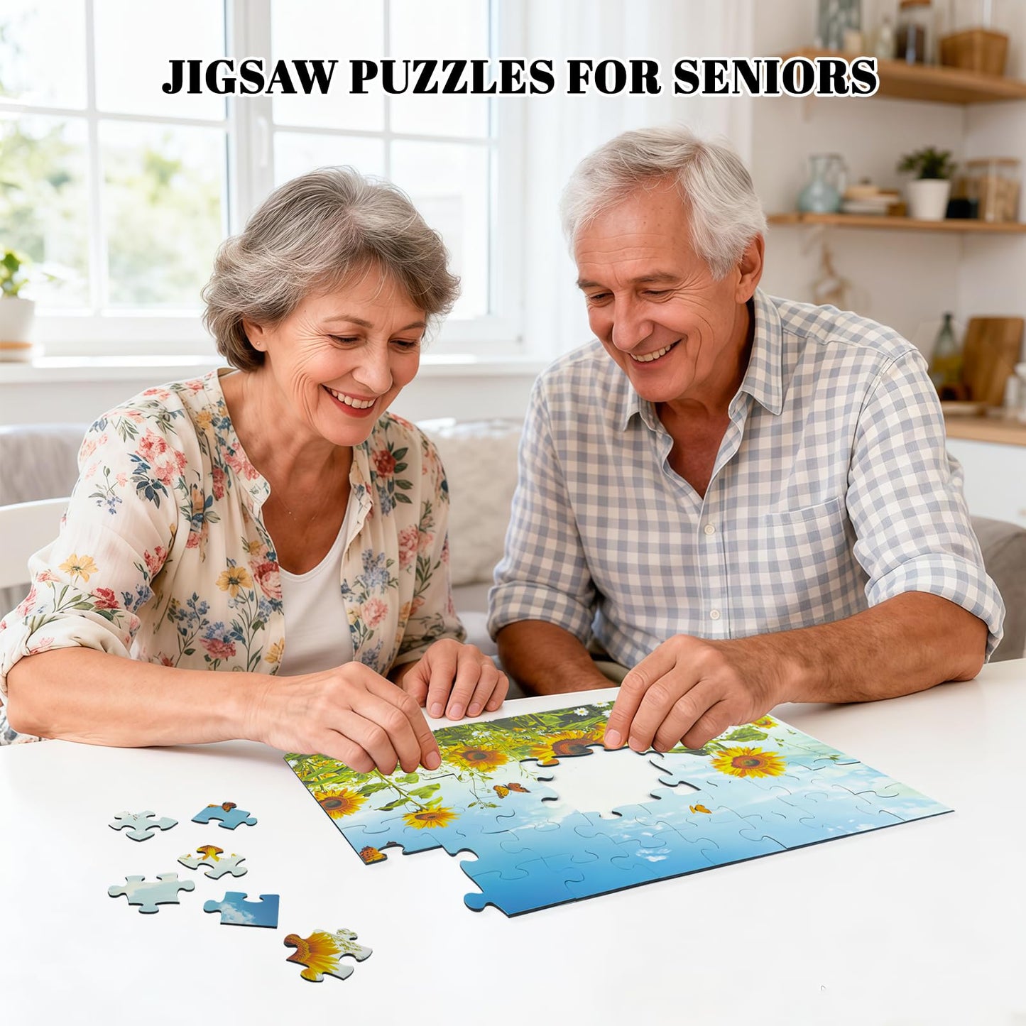 NZNDB 6-Pack 48-Piece Puzzles for Seniors | Easy-Grip Large Pieces, Frames & 1:1 Images