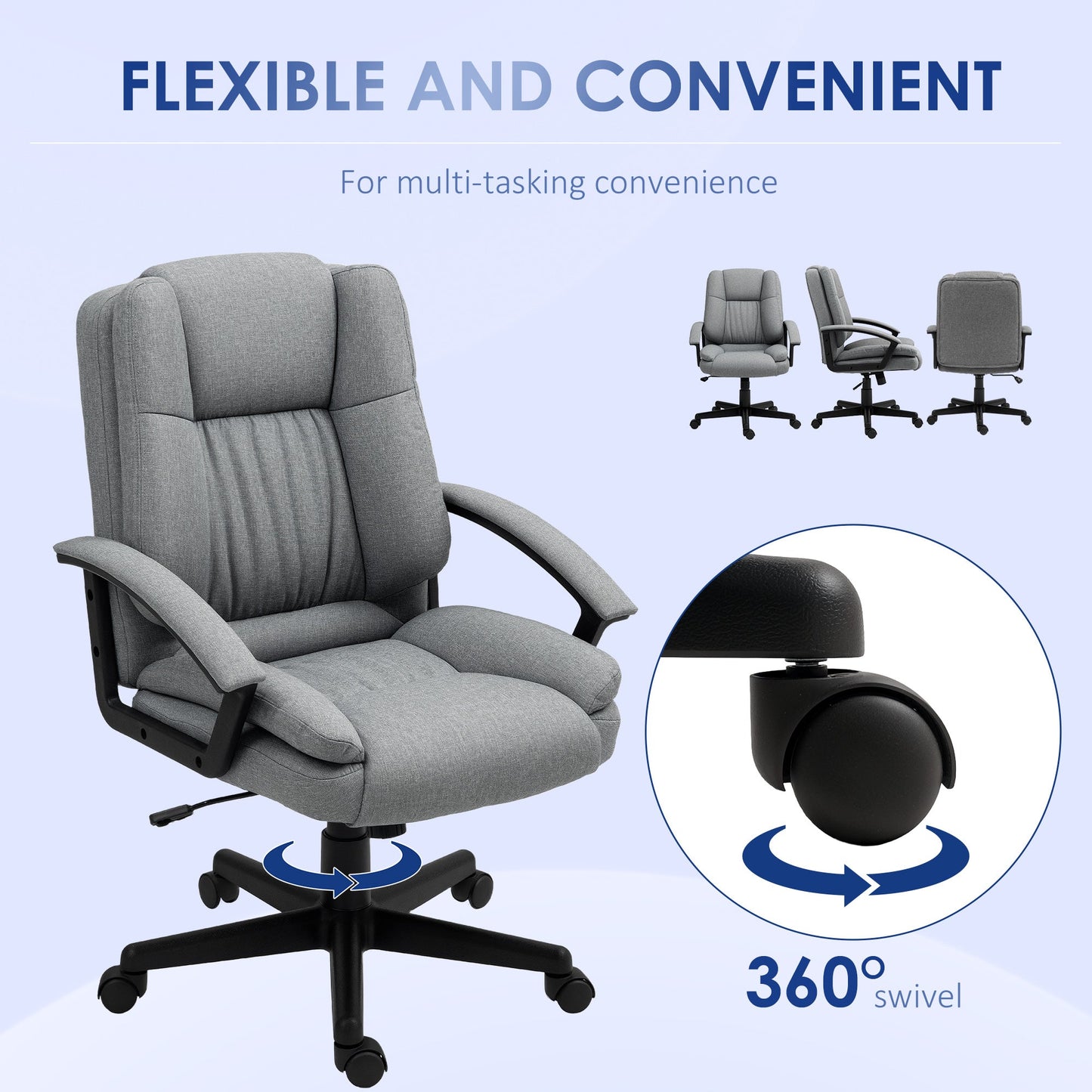 HOMCOM Swivel Executive Office Chair Mid Back Chair w/ Arm, Grey