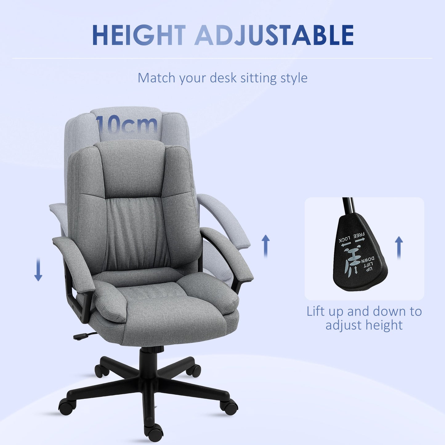 HOMCOM Swivel Executive Office Chair Mid Back Chair w/ Arm, Grey