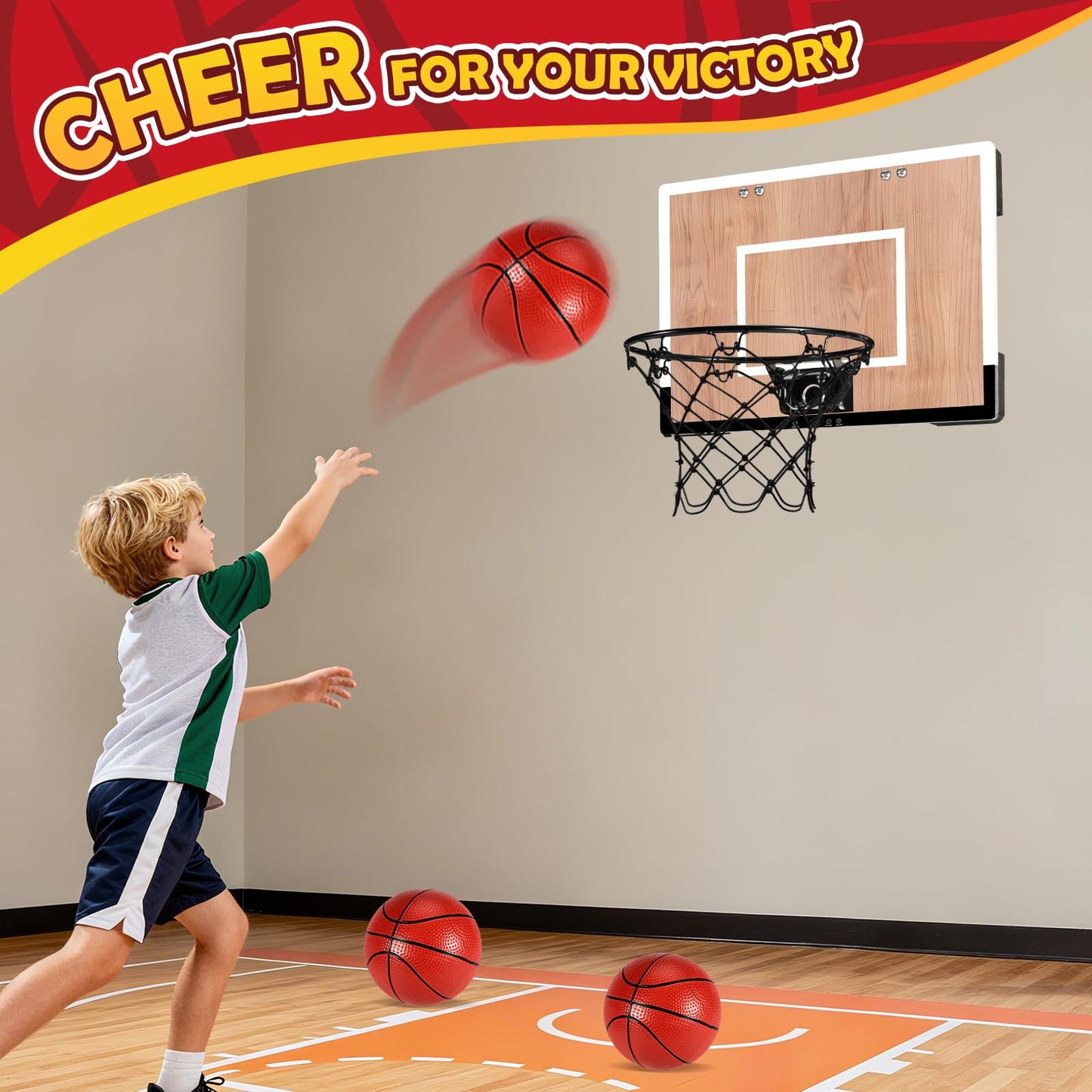NZQXJXZ Indoor Basketball Hoop for Kids – Wall or Door Mount, 16x12 Backboard, No Score Version