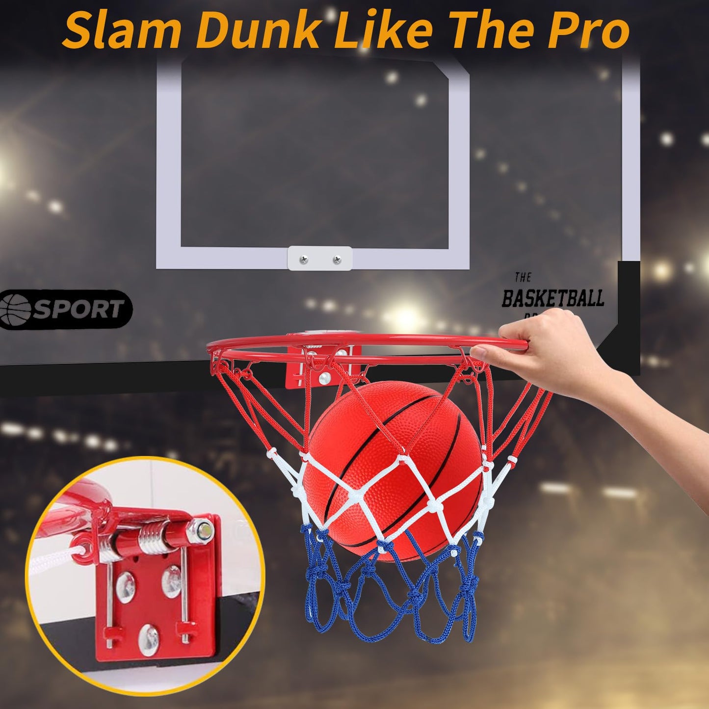 NZQXJXZ Upgrade Basketball Hoop Set – Extra Large 26x17 Pro Indoor Hoop for Door & Wall