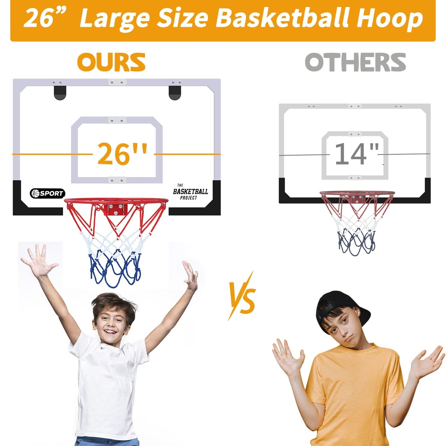 NZQXJXZ Upgrade Basketball Hoop Set – Extra Large 26x17 Pro Indoor Hoop for Door & Wall