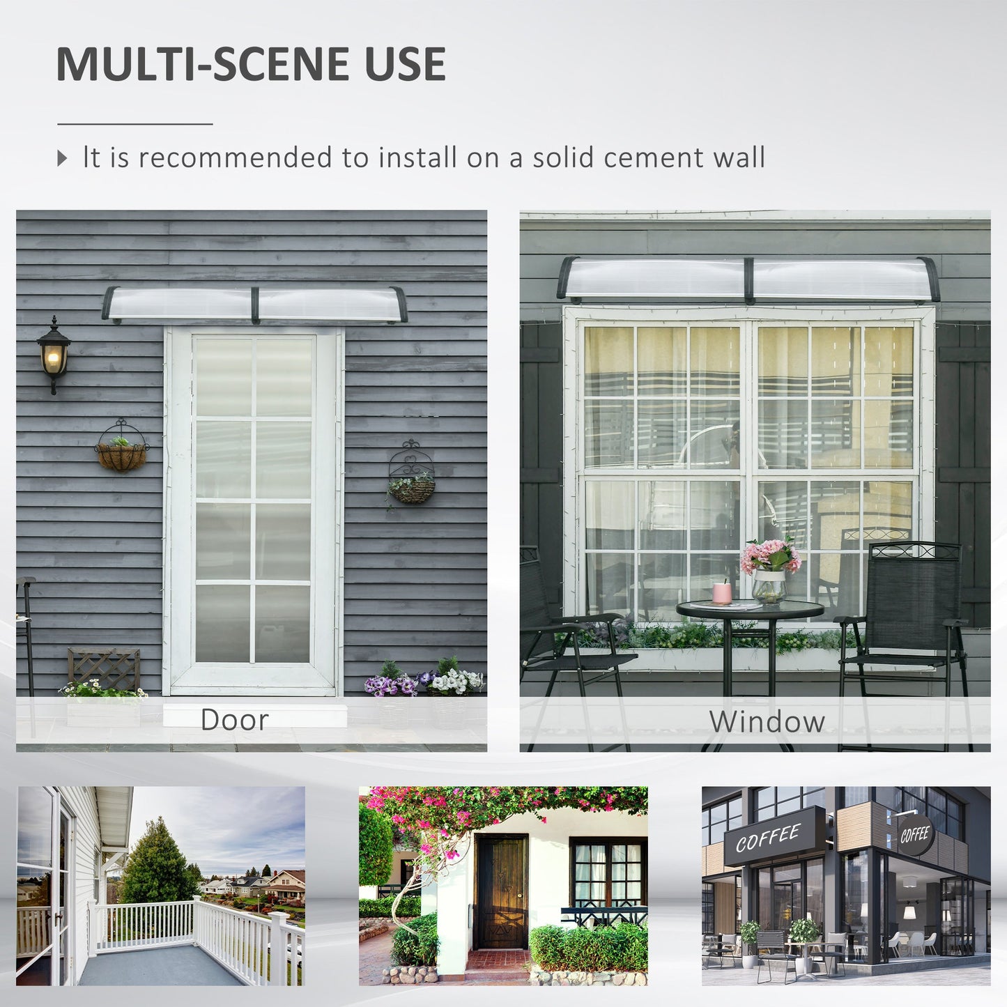 Outsunny Door Canopy Outdoor Awning Rain Shelter for Window Porch, Clear