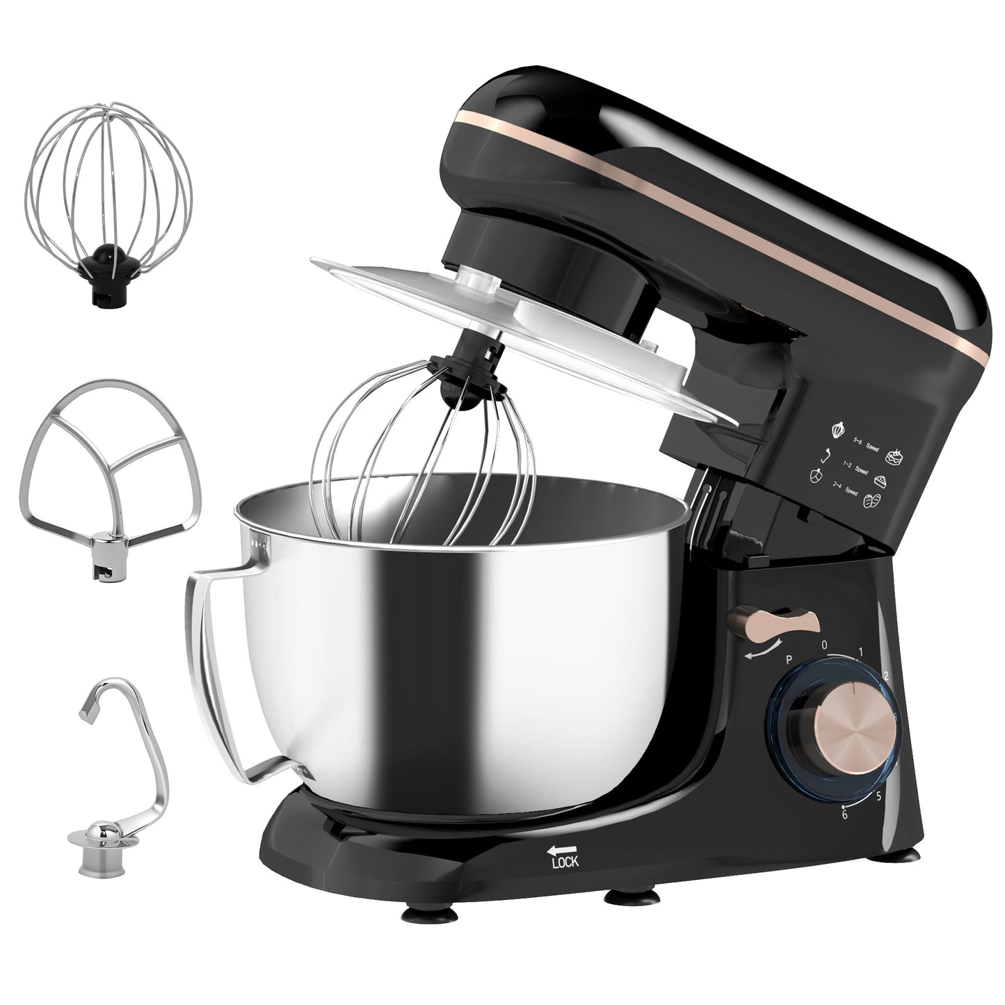 HOMCOM Electric Stand Mixer, 4.5L Food Mixer with Dough Hook, Whisk