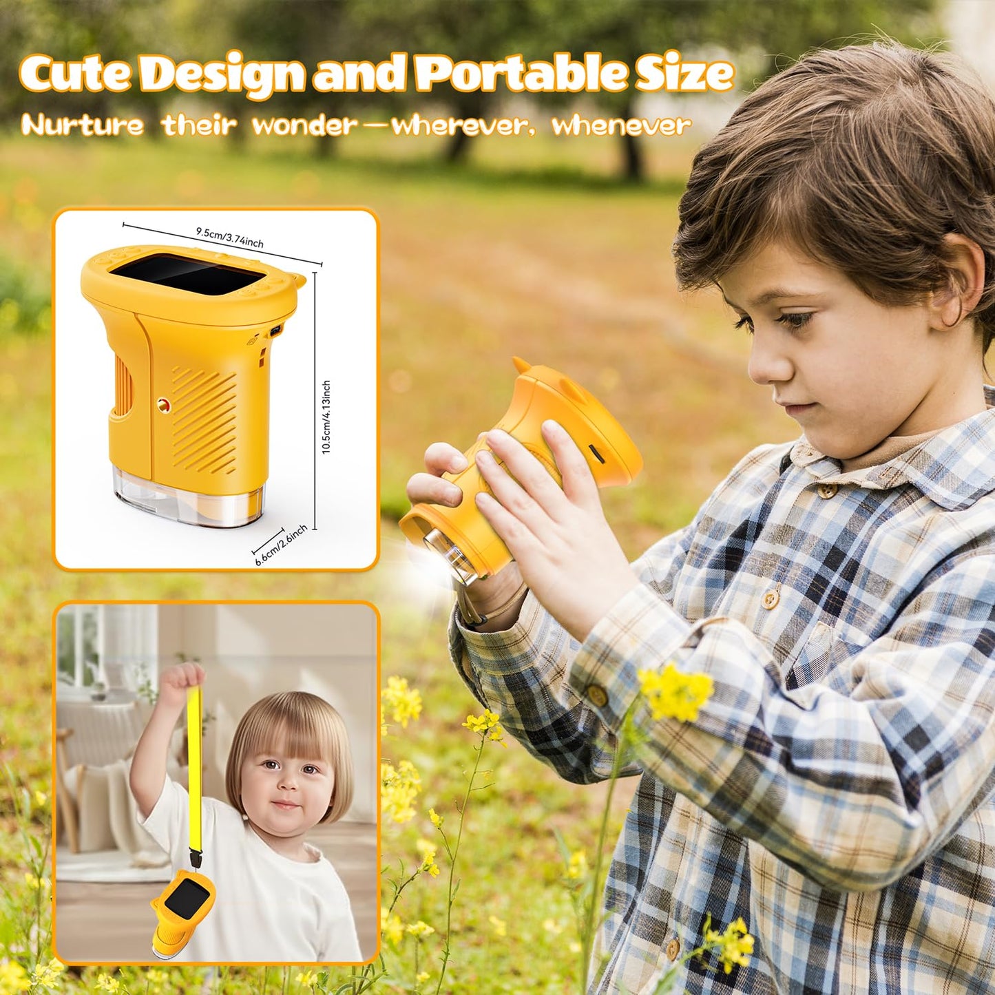 OAEBLLE Kids Microscope 1000X – Portable 2.4-Inch Screen, 8 LED Lighting, Rechargeable STEM Toy for Ages 4–12