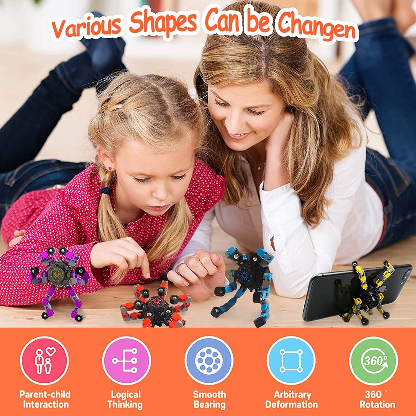 OAHCGNO S 16-Pack Fun Sensory Fidget Toys – Deformable Chain Spinners