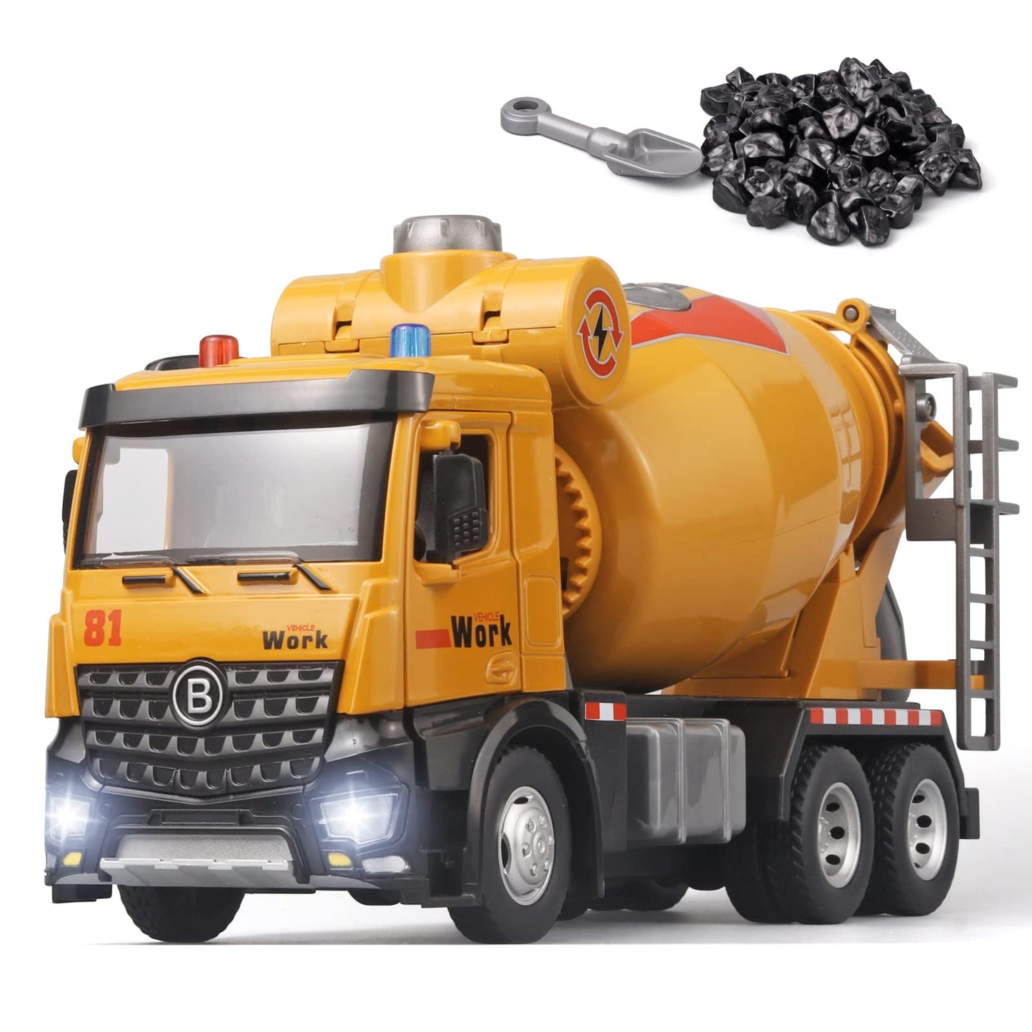 OANMYJJO Metal Cement Mixer Truck Model with Sounds and Lights – Construction Toy for Kids 3 and Up