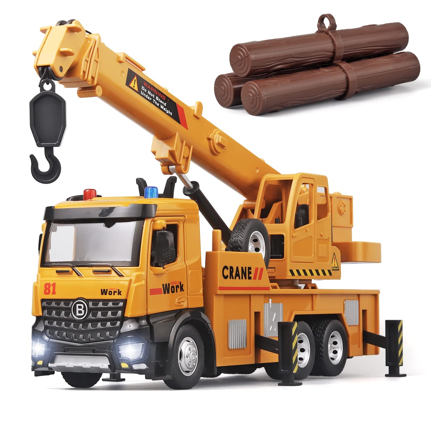 OANMYJJO Crane Toy – Metal Die-Cast Construction Truck with Lights & Sounds, 360° Rotation, Ages 3+