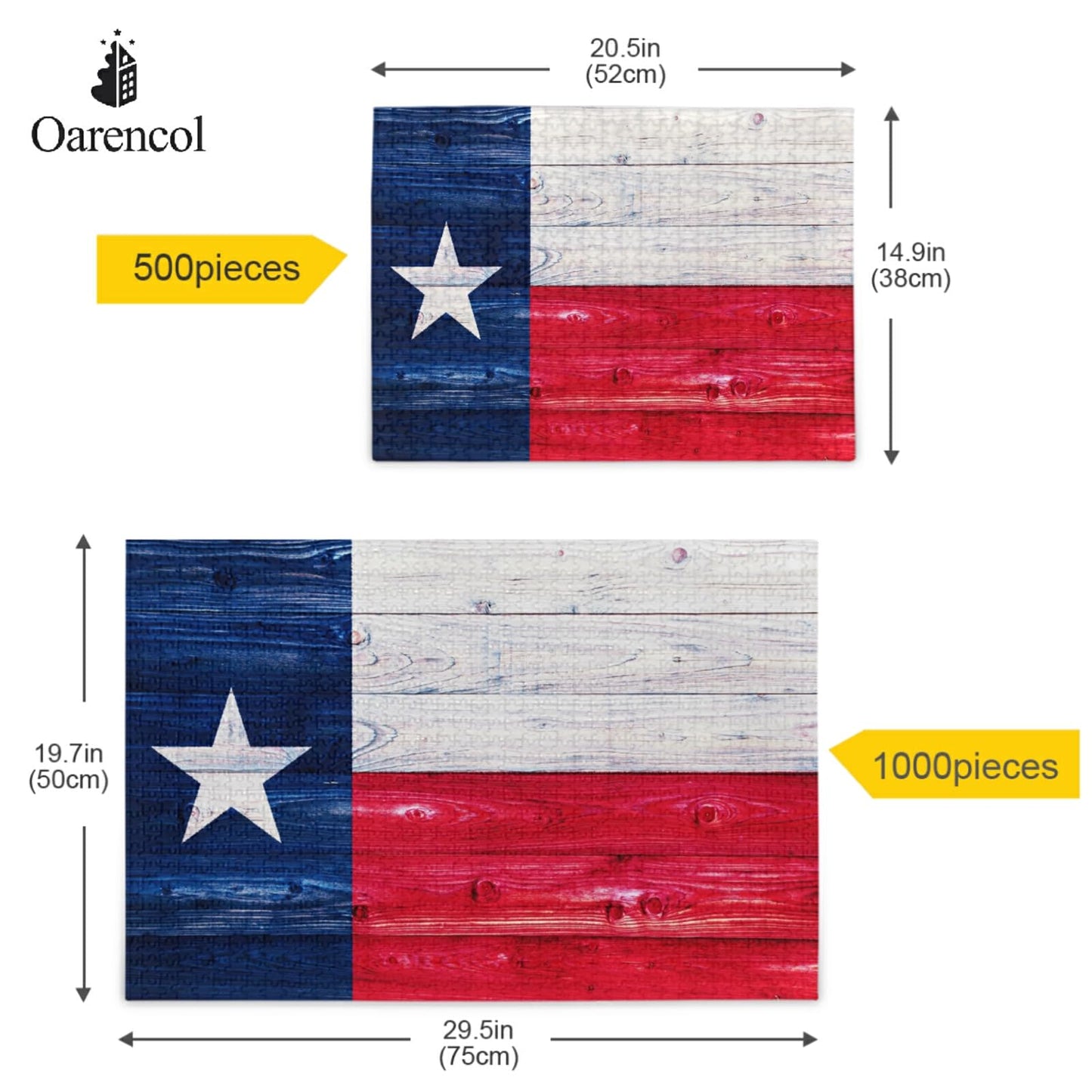 Oarencol Texas State Flag 1000-Piece Jigsaw Puzzle – Adult Gift & Home Decor