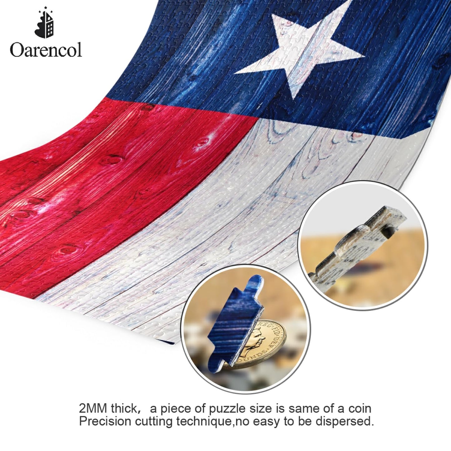 Oarencol Texas State Flag 1000-Piece Jigsaw Puzzle – Adult Gift & Home Decor