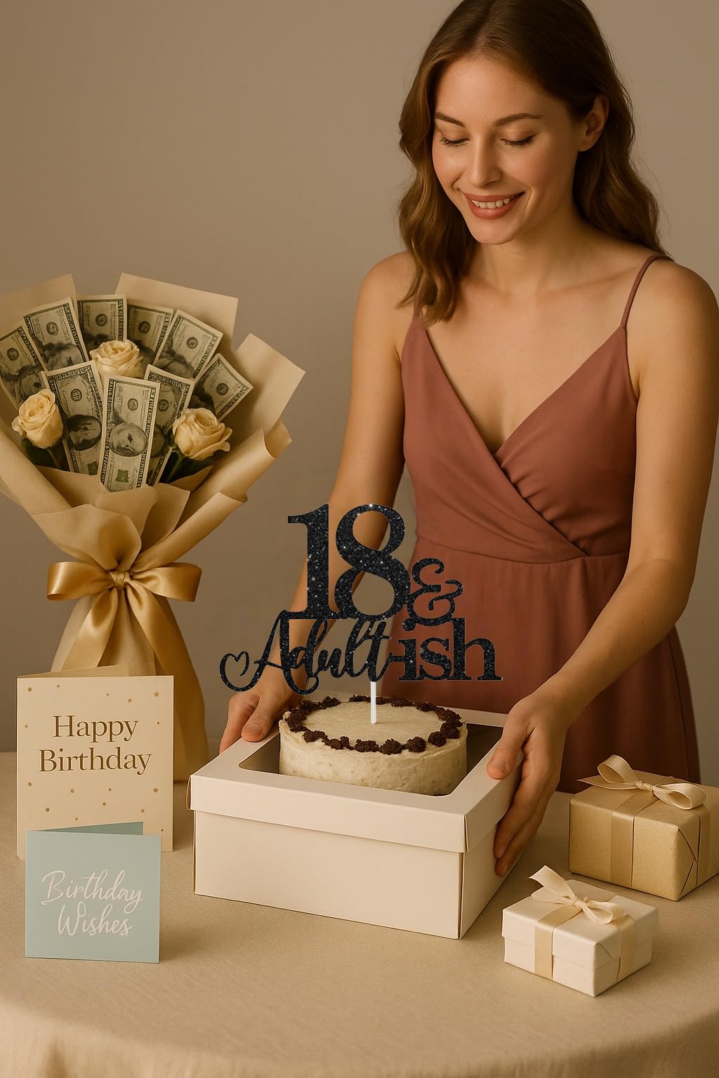Oarkive Black Glitter 18th Birthday Cake Topper – Durable, Reusable 18th Birthday Decor