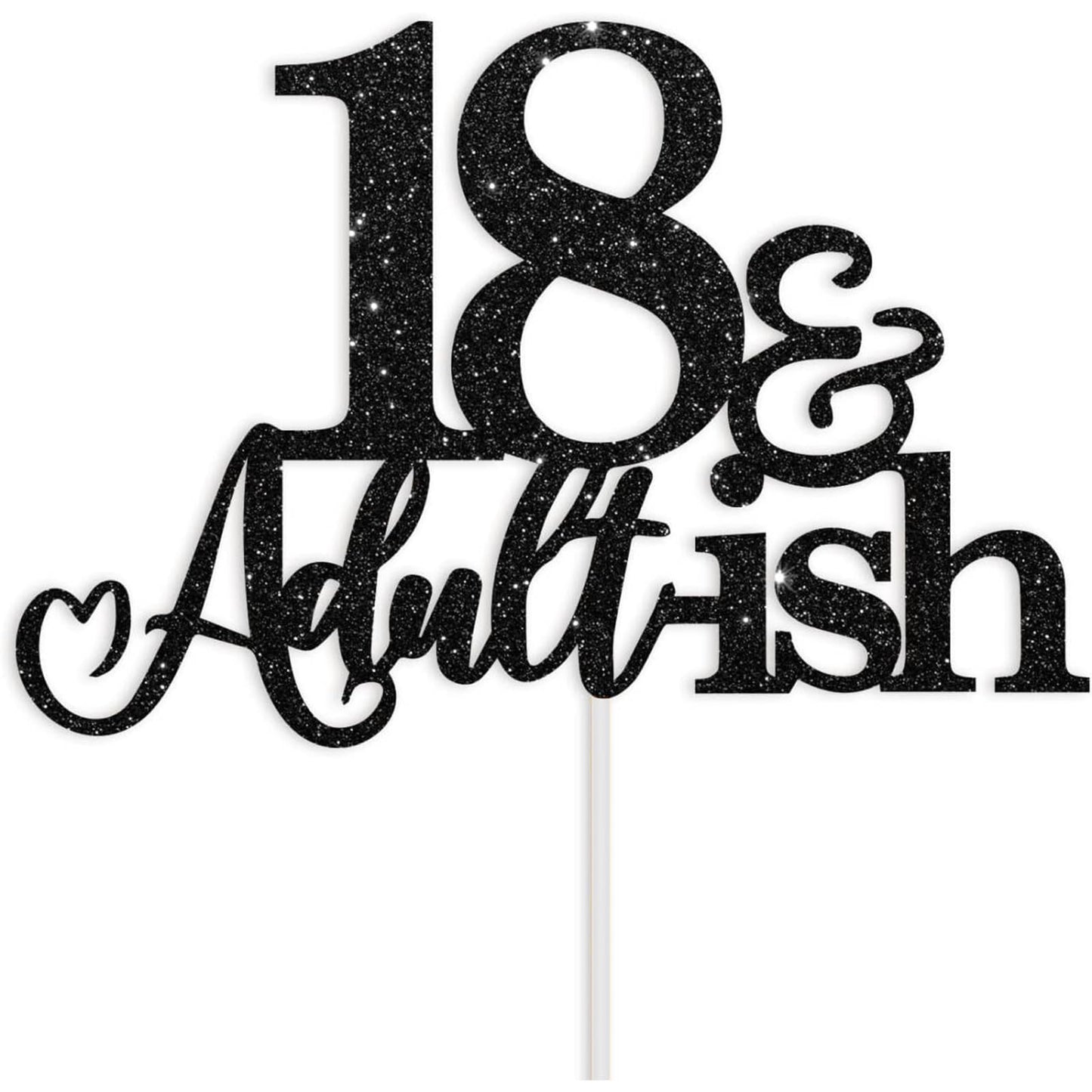 Oarkive Black Glitter 18th Birthday Cake Topper – Durable, Reusable 18th Birthday Decor