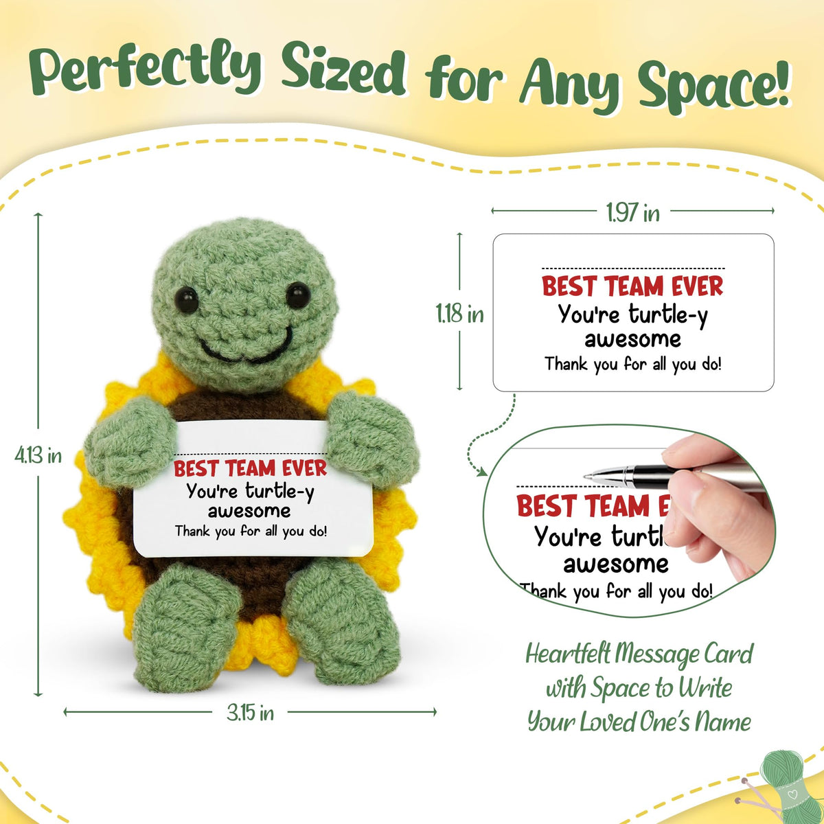OASSIE Appreciation Gifts for Employees – Positive Turtle Crochet with Message Card