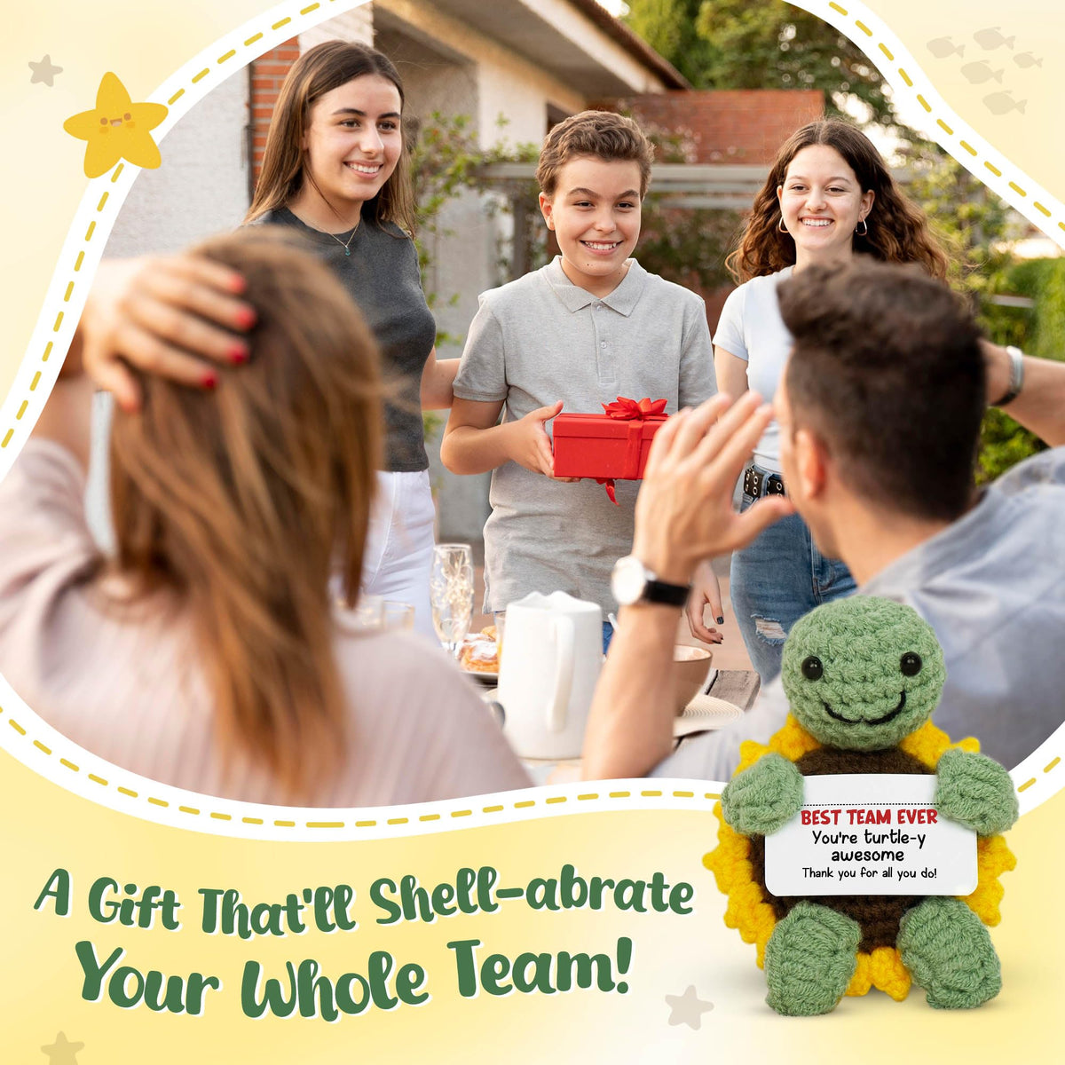OASSIE Appreciation Gifts for Employees – Positive Turtle Crochet with Message Card