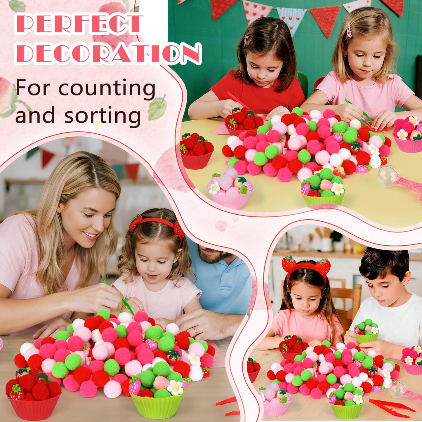 OAXNTGW Strawberry Sensory Bin | 143 Pcs Fine Motor, Sorting & Counting Set