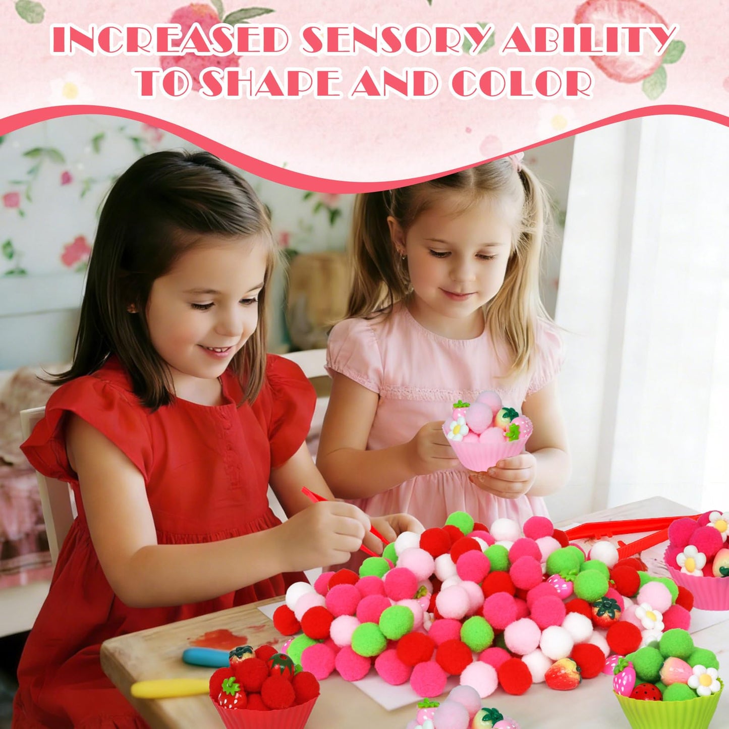 OAXNTGW Strawberry Sensory Bin | 143 Pcs Fine Motor, Sorting & Counting Set