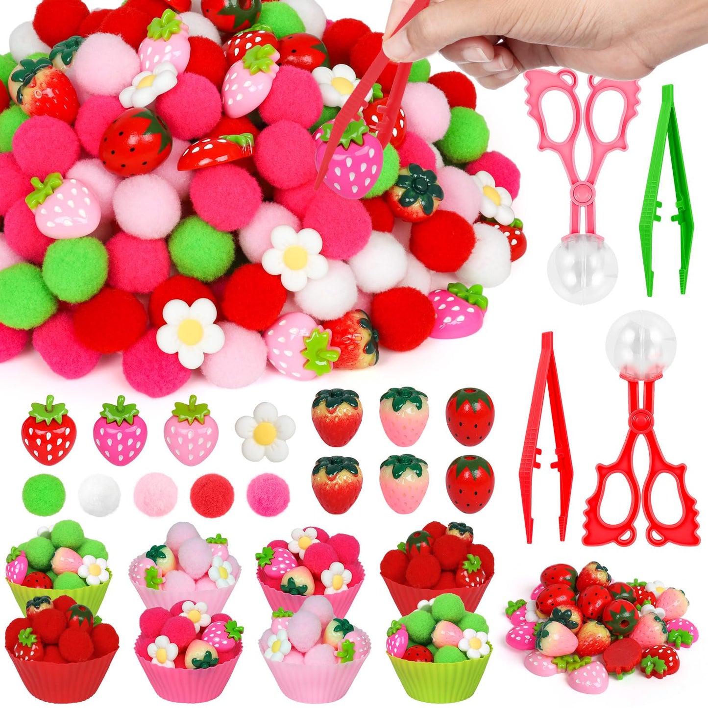 OAXNTGW Strawberry Sensory Bin | 143 Pcs Fine Motor, Sorting & Counting Set