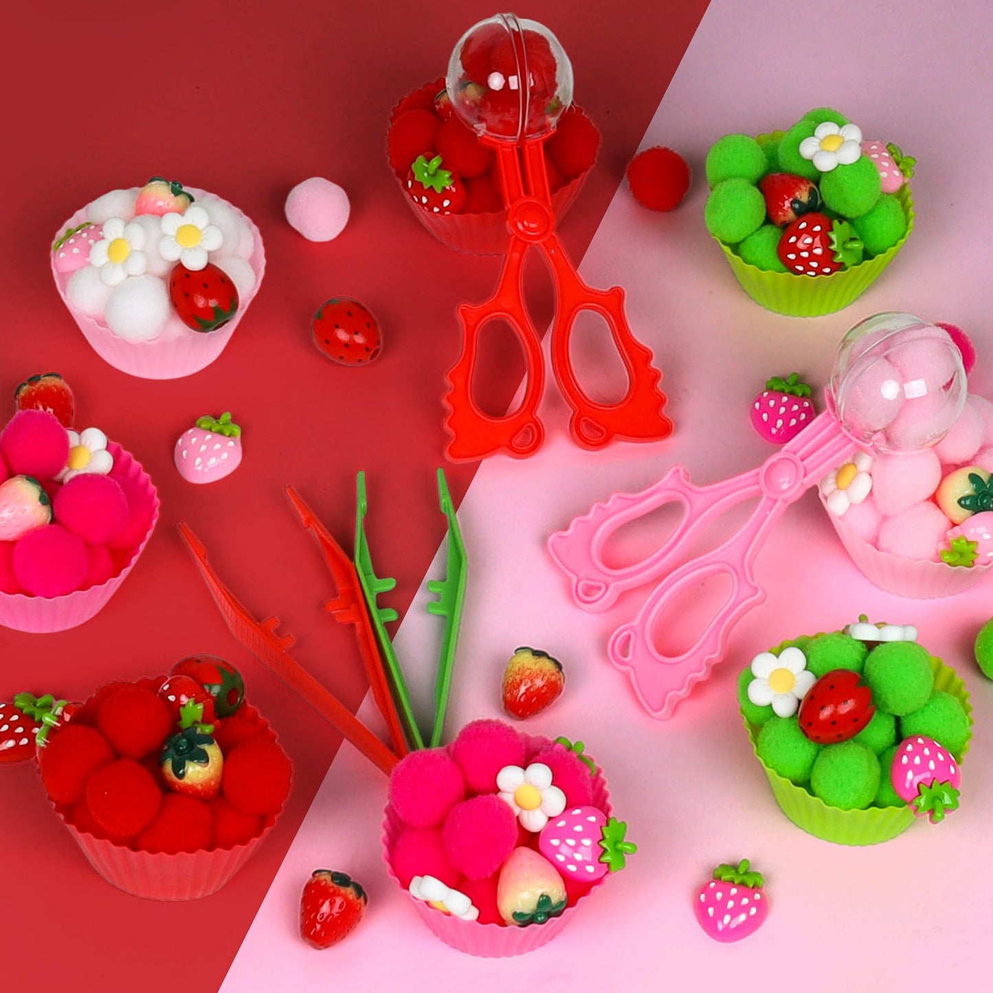 OAXNTGW Strawberry Sensory Bin | 143 Pcs Fine Motor, Sorting & Counting Set