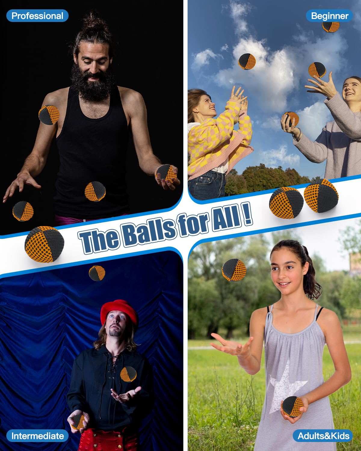 oazoxcx Juggling Balls – 3-Pack for Beginners & Pros | Durable 2.4 in, 4.2 oz
