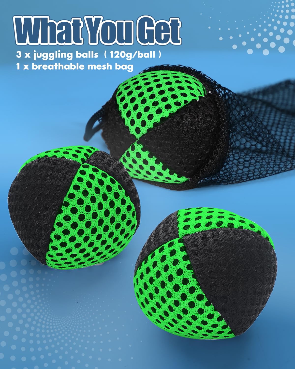 oazoxcx Juggling Balls for Beginners & Pros – Durable Juggle Ball Kit (Black & Green)